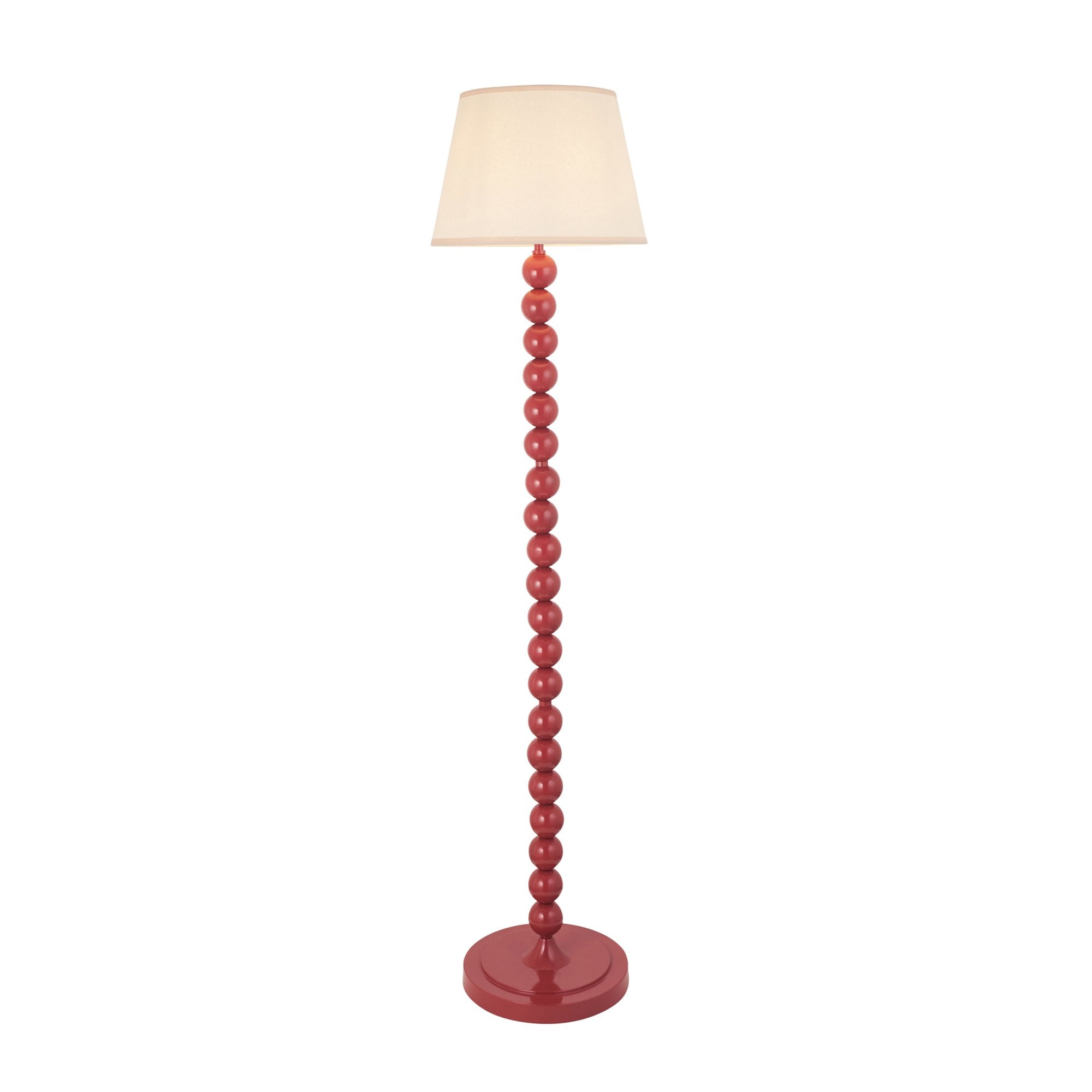 Endon Higgledy Floor Gloss Pink Clay Lamp & Ivy 35cm Vintage White Shade