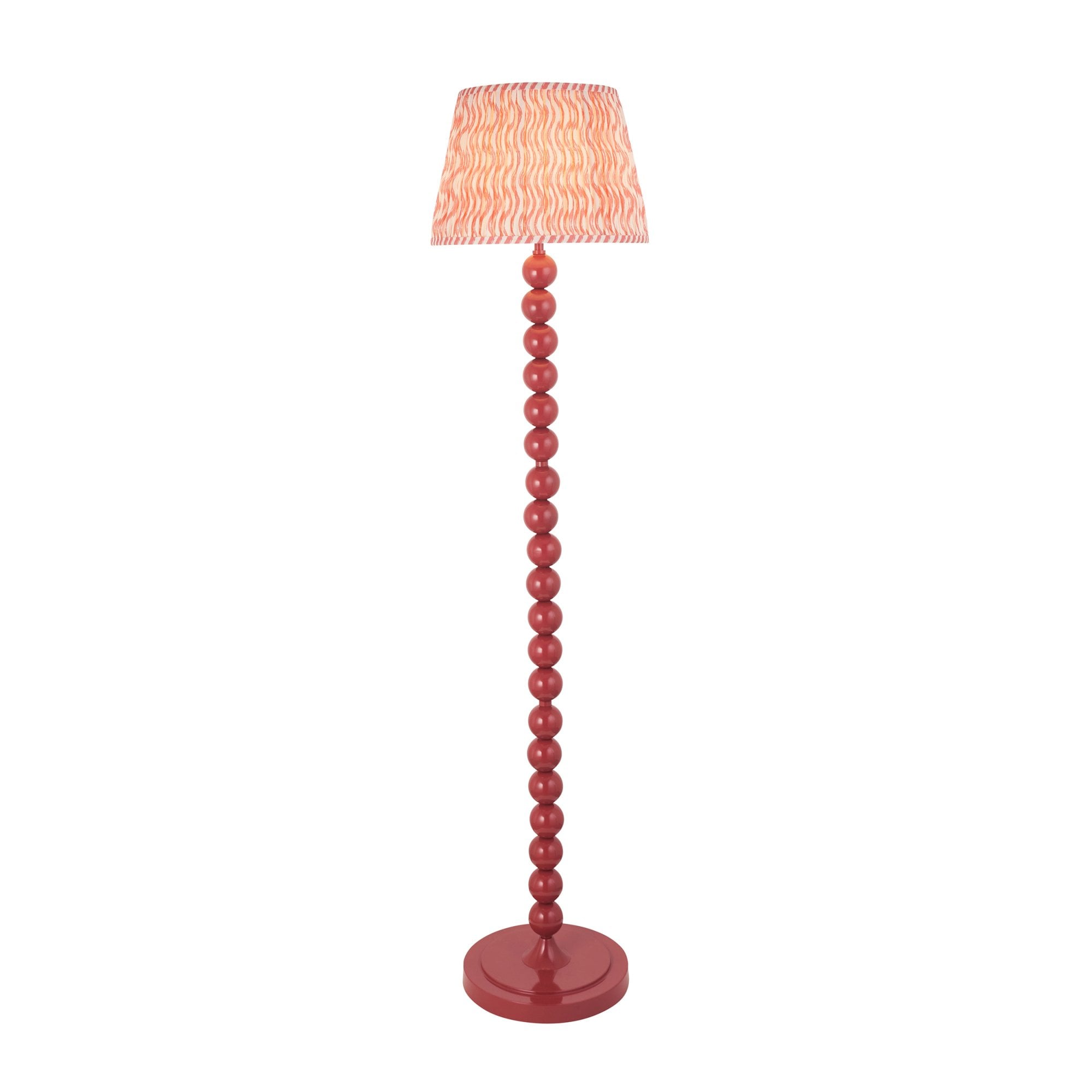 Endon Higgledy Gloss Pink Clay Floor Lamp & Ripple 35cm Coral Pink Shade
