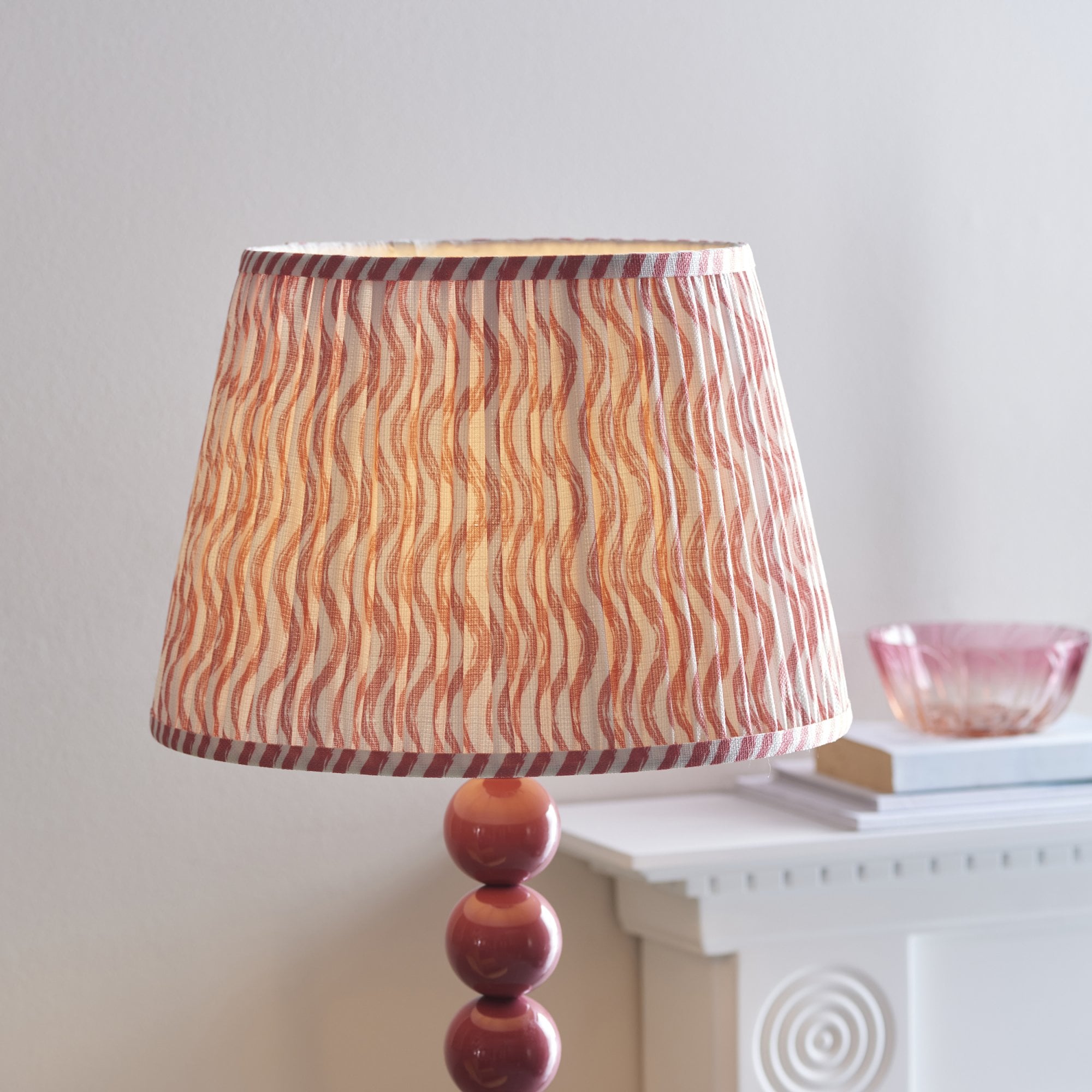 Endon Higgledy Gloss Pink Clay Floor Lamp & Ripple 35cm Coral Pink Shade