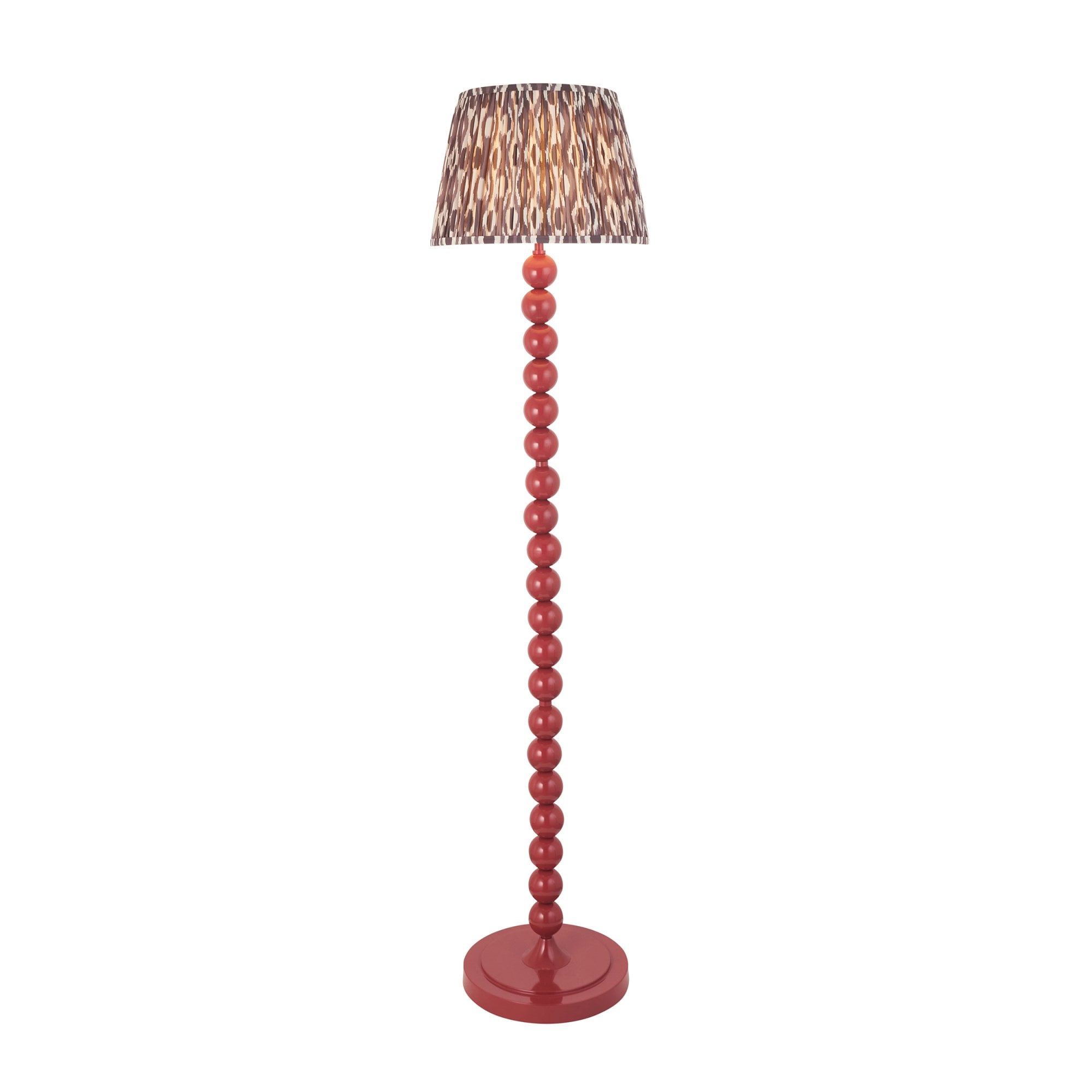 Endon Higgledy Gloss Pink Clay Floor Lamp & Ikat 35cm Pearl Grey Shade