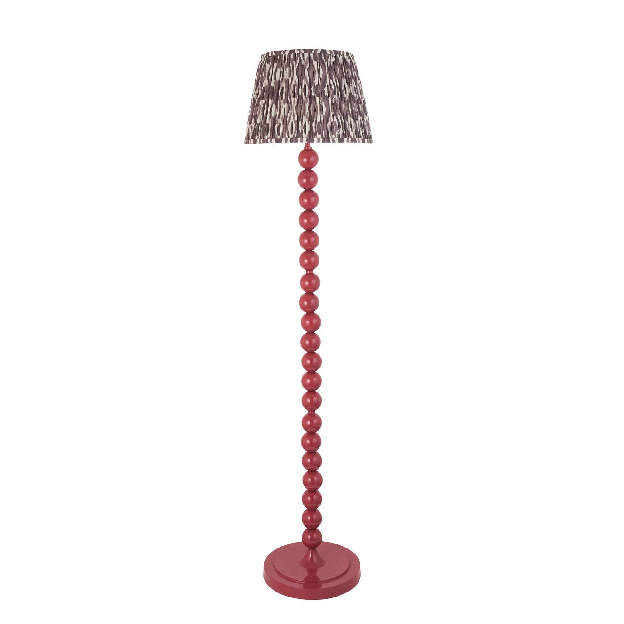 Endon Higgledy Gloss Pink Clay Floor Lamp & Ikat 35cm Pearl Grey Shade