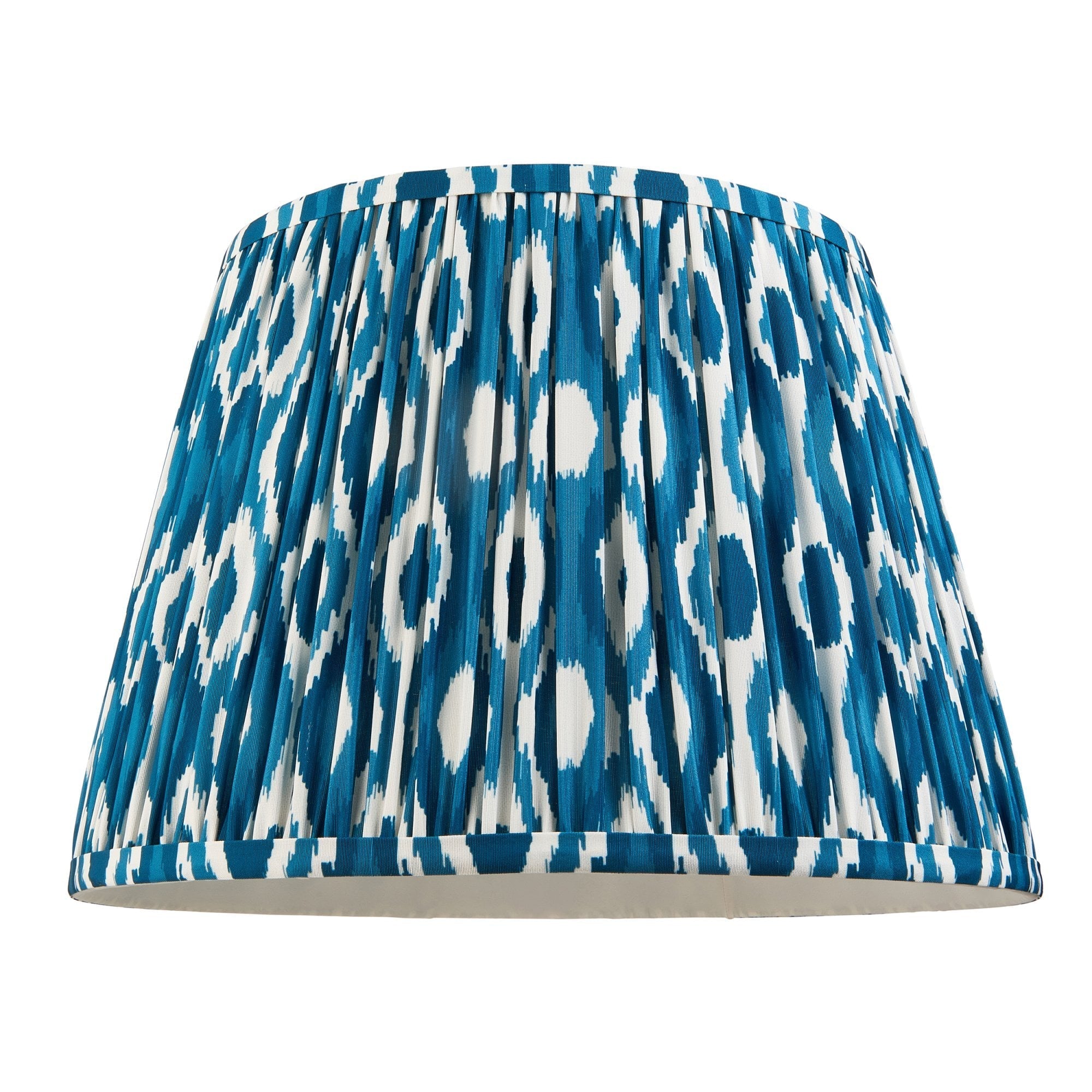 Endon Higgledy Gloss Pink Clay Floor Lamp & Ikat 35cm Marlin Blue Shade
