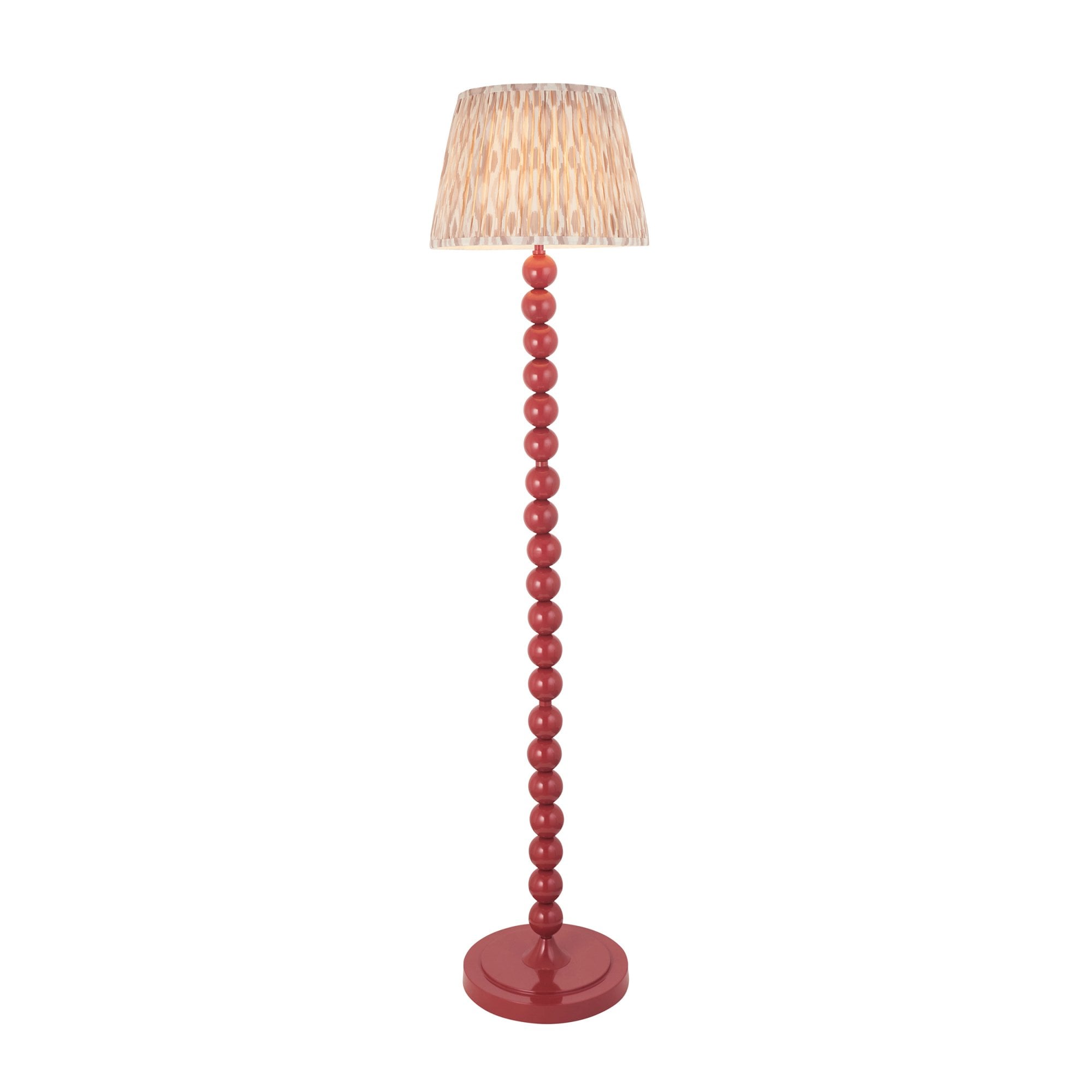 Endon Higgledy Gloss Pink Clay Floor Lamp & Ikat 35cm Neutral Shade