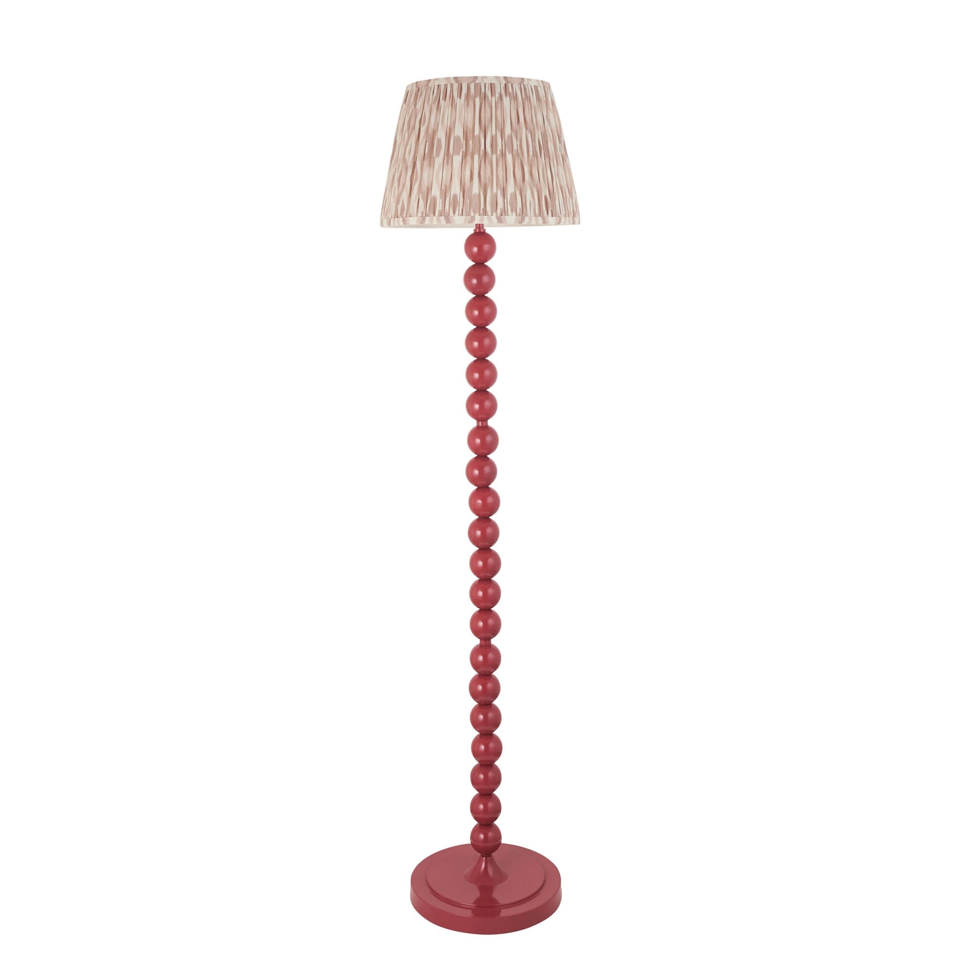 Endon Higgledy Gloss Pink Clay Floor Lamp & Ikat 35cm Neutral Shade