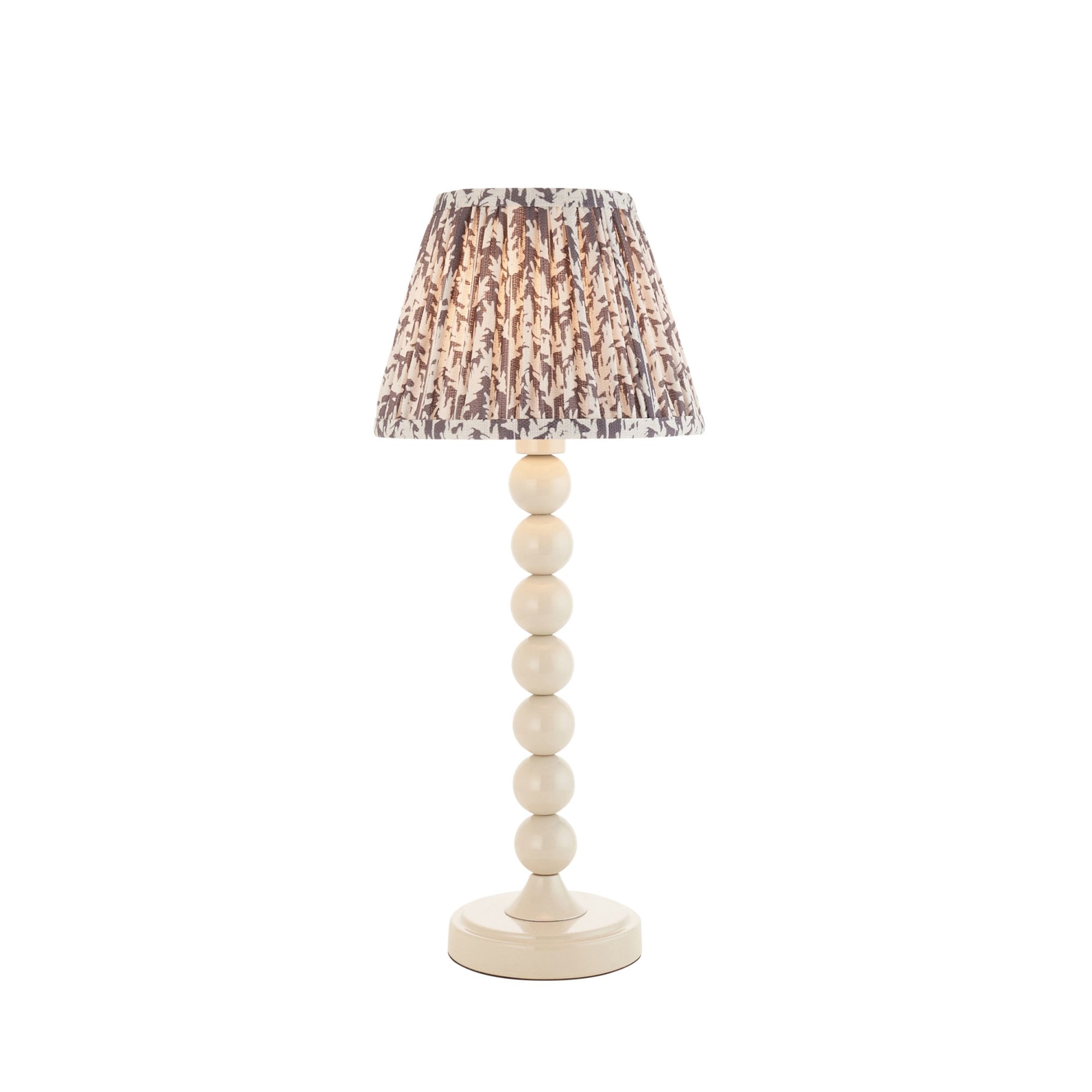 Endon Higgledy Table Gloss Almond White Lamp & Leaf 20cm Pearl Grey Shade