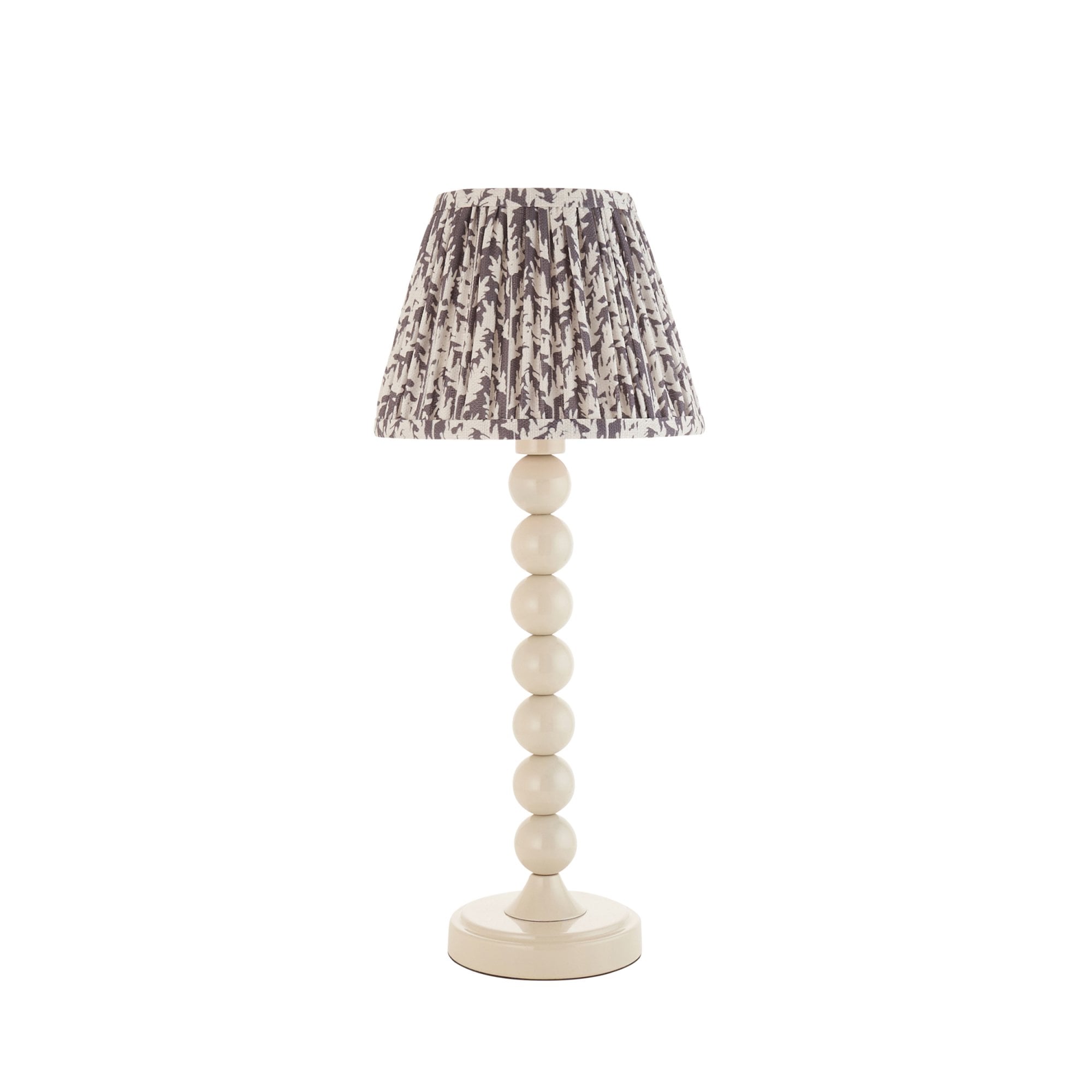 Endon Higgledy Table Gloss Almond White Lamp & Leaf 20cm Pearl Grey Shade
