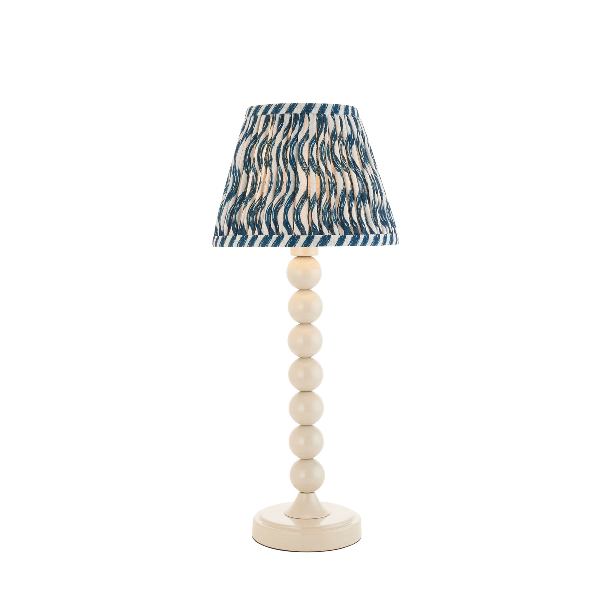 Endon Higgledy Gloss Almond White Table Lamp & Ripple 20cm Marlin Blue Shade