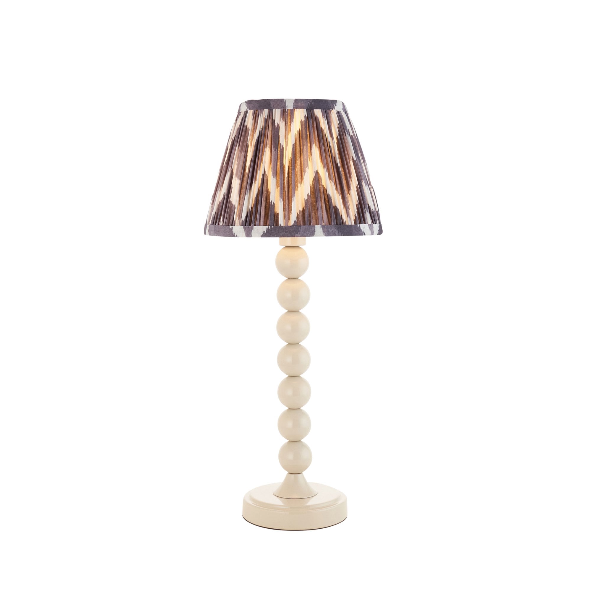 Endon Higgledy Gloss Almond White Table Lamp & Zigzag 20cm Pearl Grey Shade