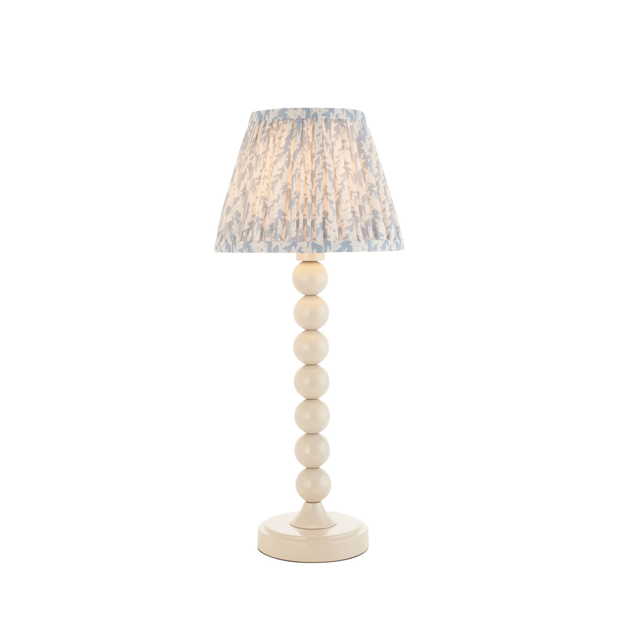 Endon Higgledy Gloss Almond White Table Lamp & Leaf 20cm Shell Bay Blue Shade