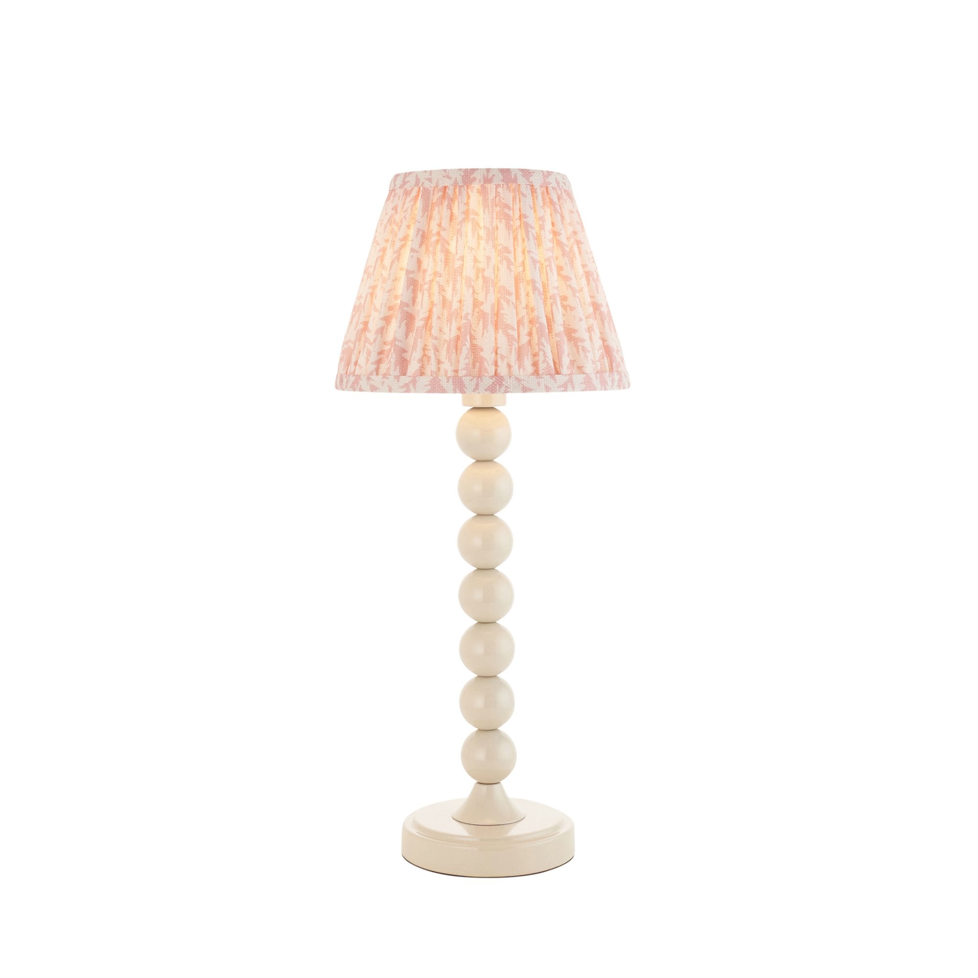 Endon Higgledy Gloss Almond White Table Lamp & Leaf 20cm Peachy Keen Shade