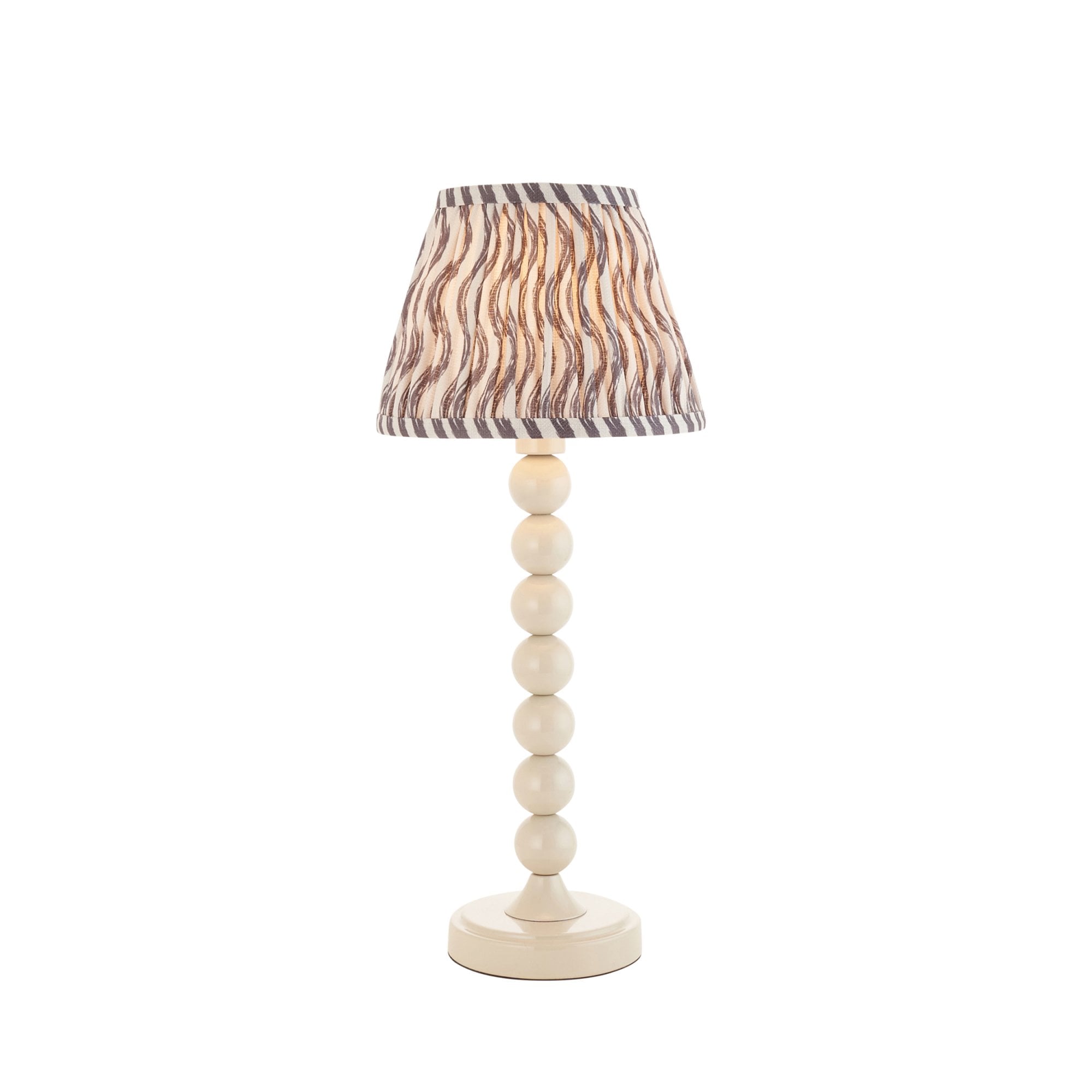 Endon Higgledy Gloss Almond White Table Lamp & Ripple 20cm Pearl Grey Shade