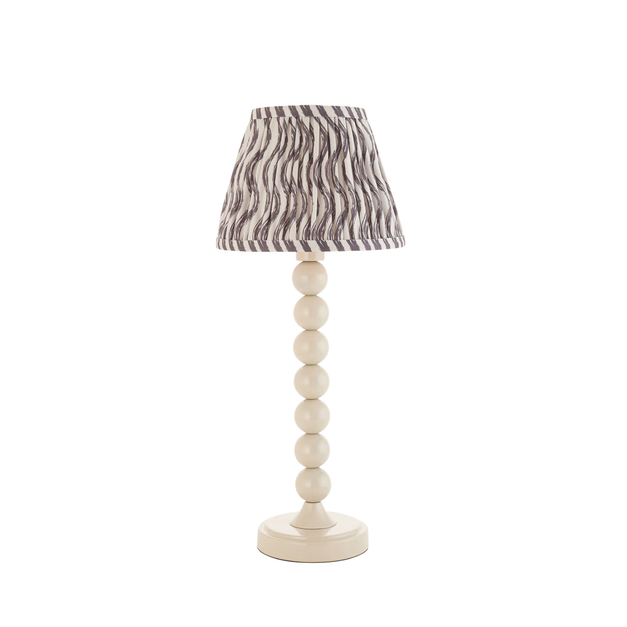 Endon Higgledy Gloss Almond White Table Lamp & Ripple 20cm Pearl Grey Shade