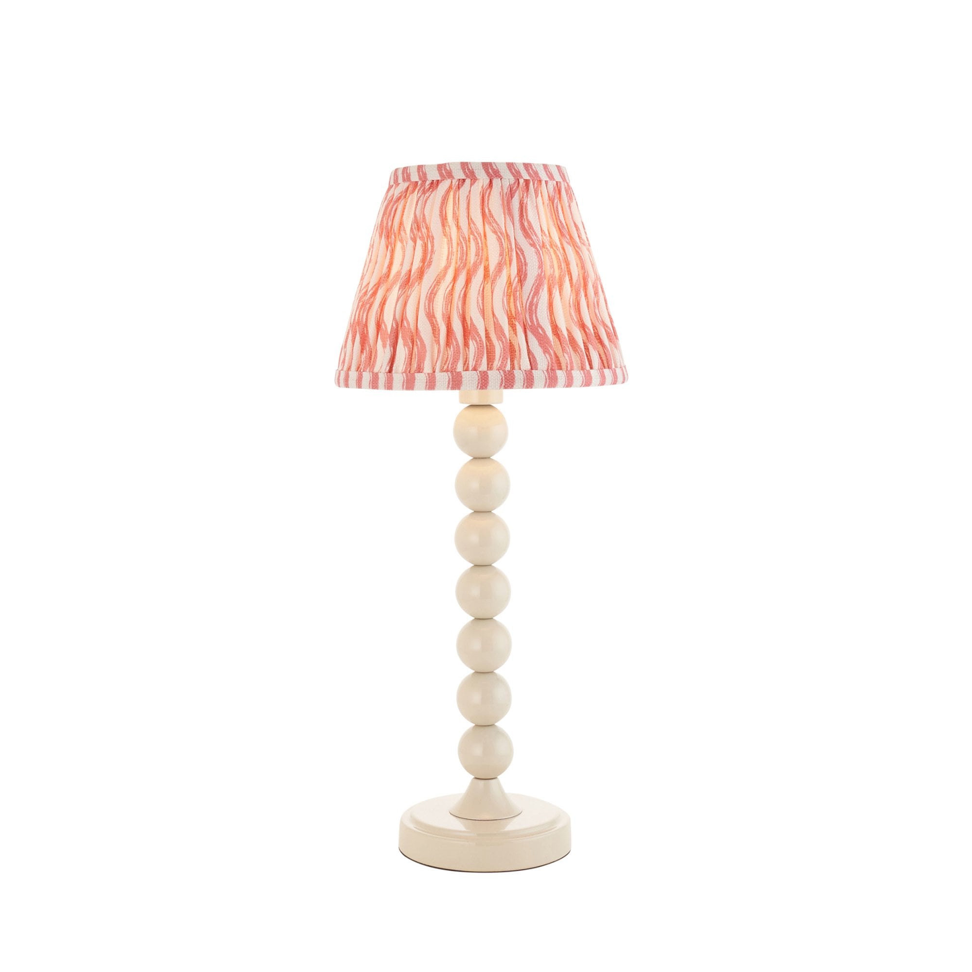 Endon Higgledy Gloss Almond White Table Lamp & Ripple 20cm Coral Pink Shade