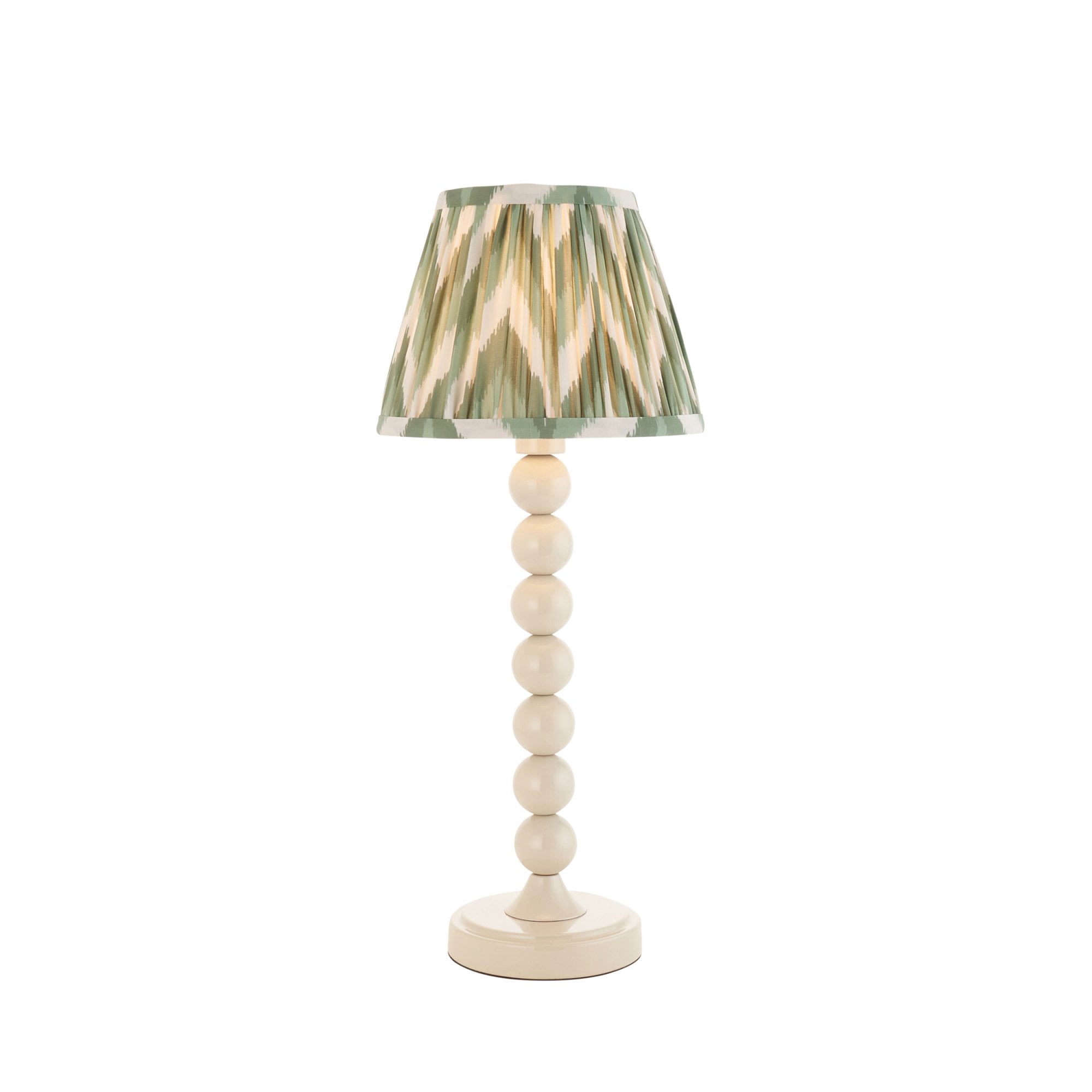 Endon Higgledy Gloss Almond White Table Lamp & Zigzag 20cm Cotswold Green Shade
