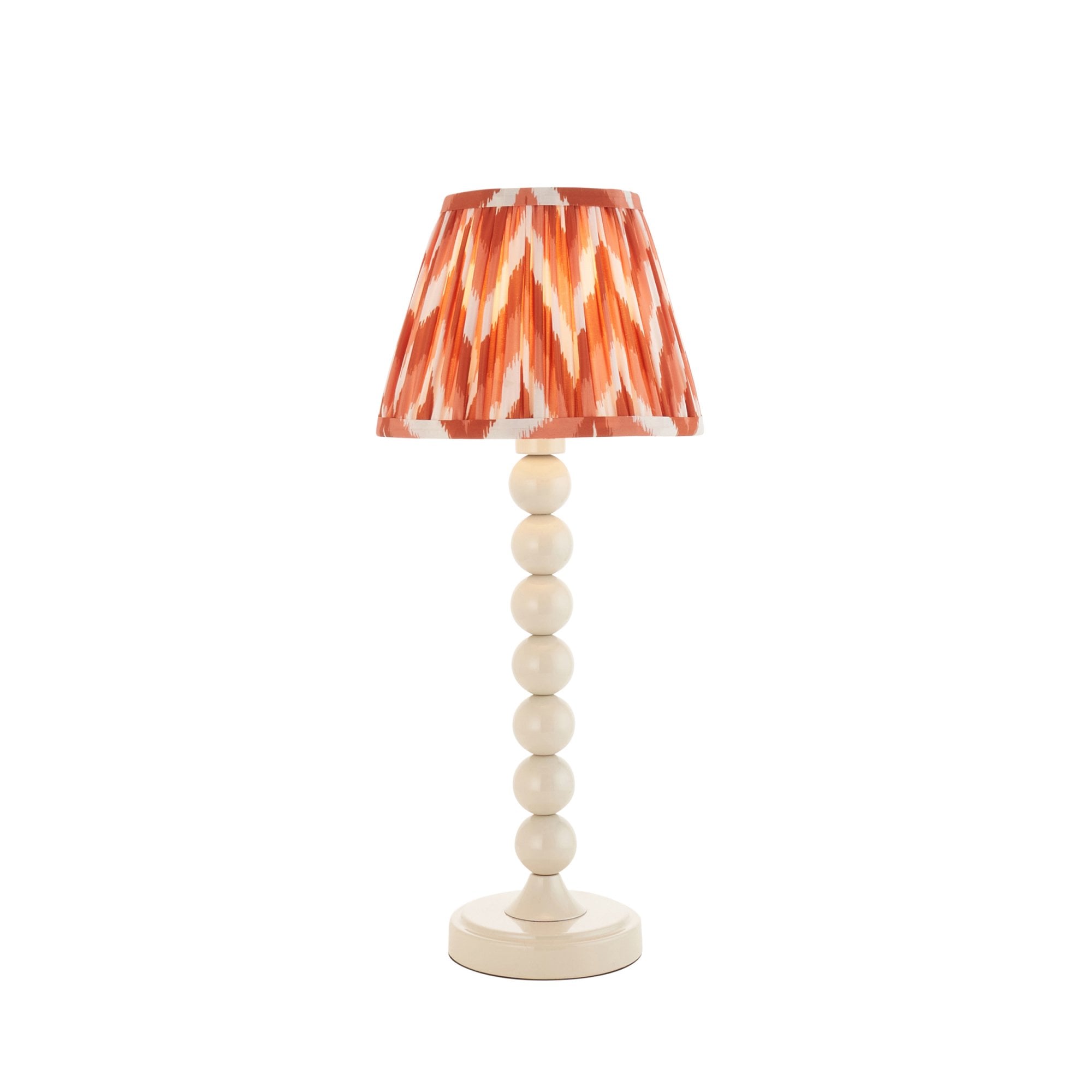 Endon Higgledy Gloss Almond White Table Lamp & Zigzag 20cm Apricot Orange Shade