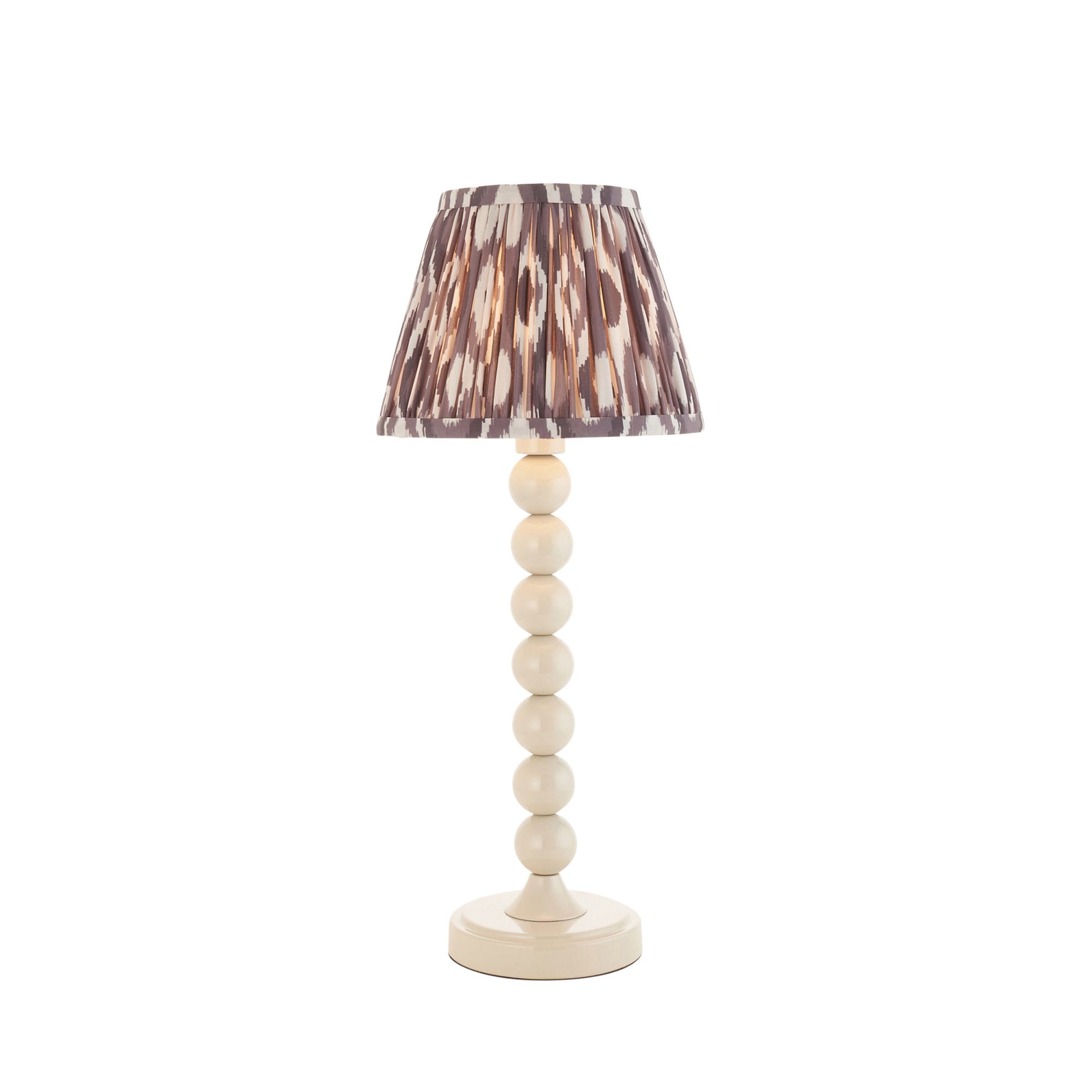Endon Higgledy Gloss Almond White Table Lamp & Ikat 20cm Pearl Grey Shade