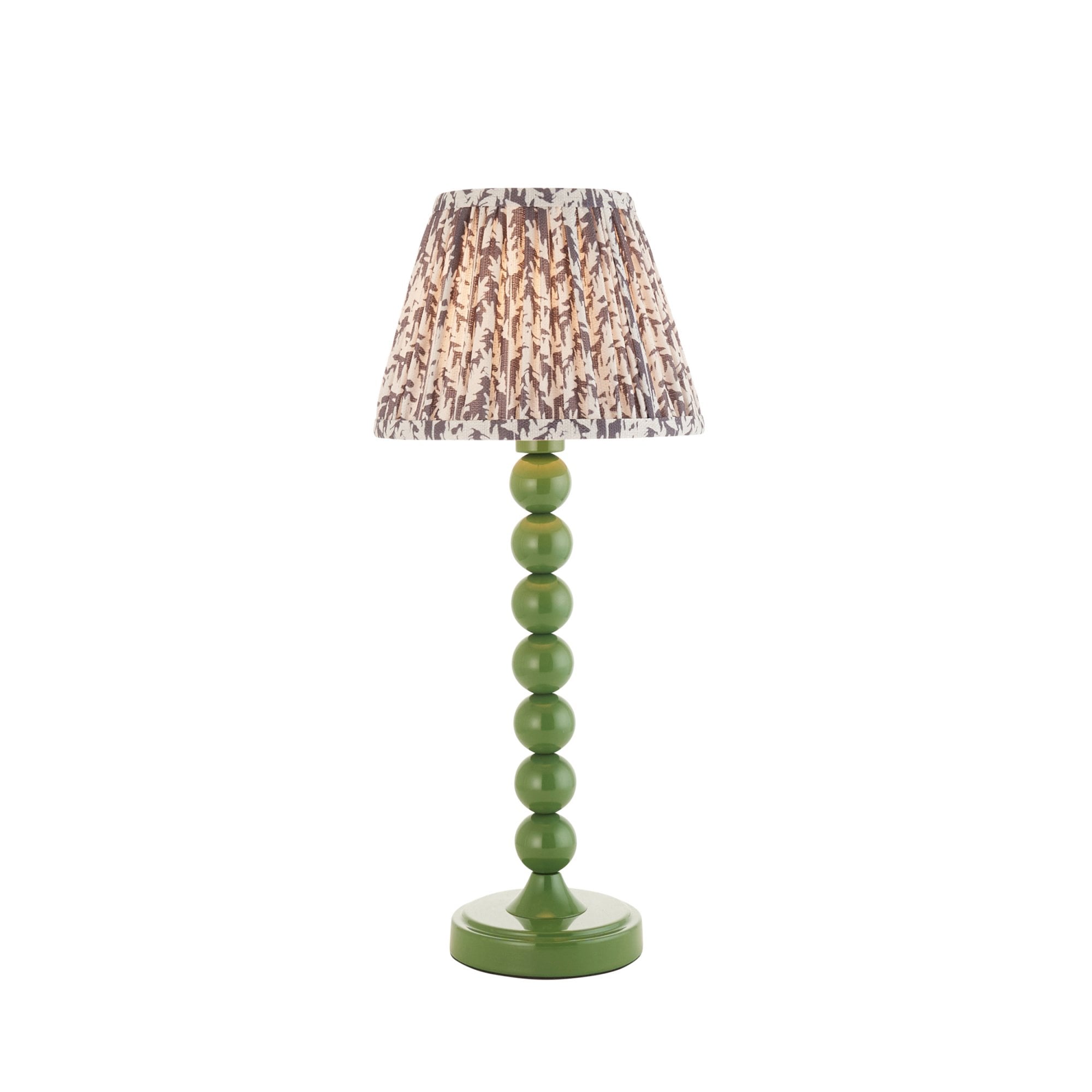 Endon Higgledy Gloss Cotswold Green Table Lamp & Leaf 20cm Pearl Grey Shade