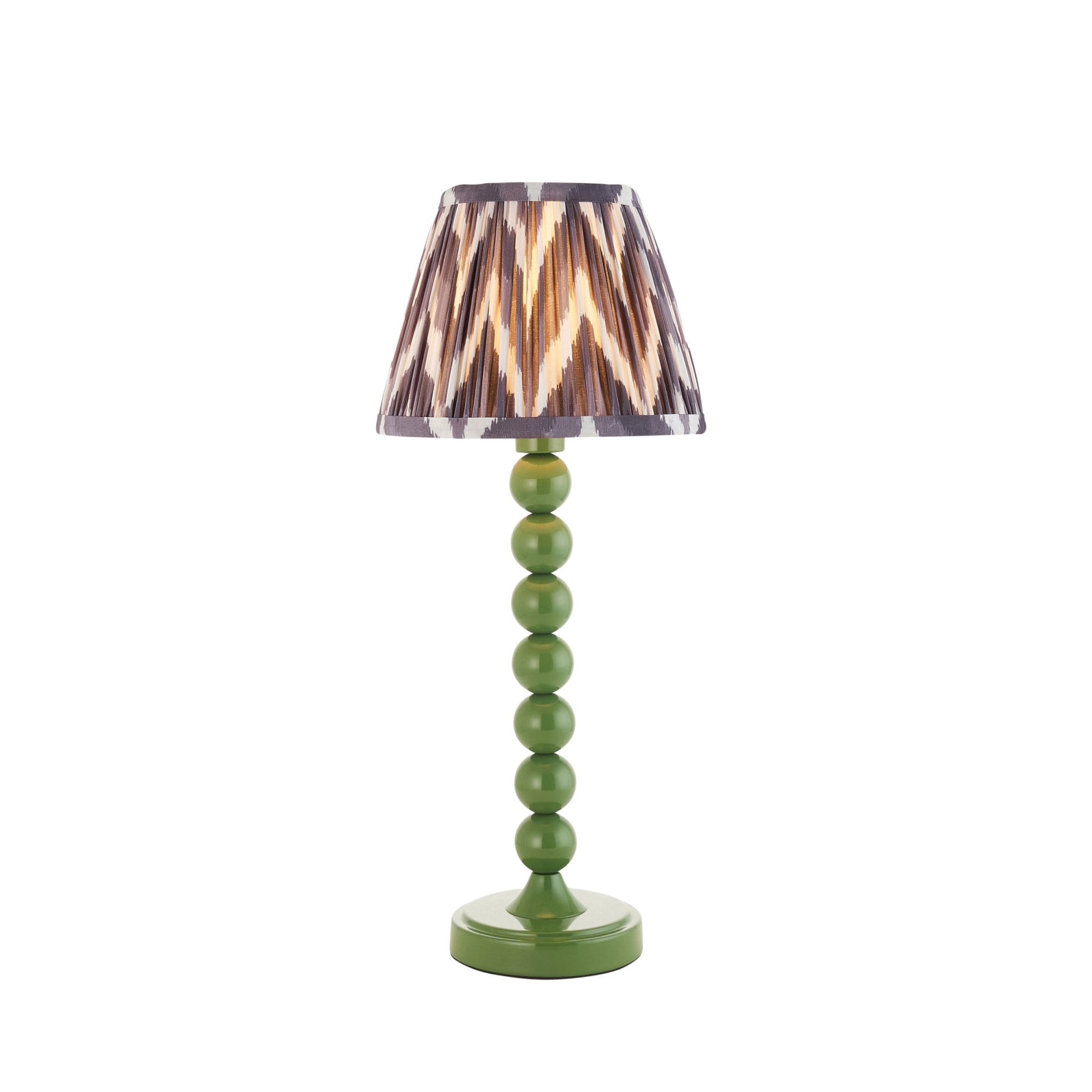 Endon Higgledy Gloss Cotswold Green Table Lamp & Zigzag 20cm Pearl Grey Shade