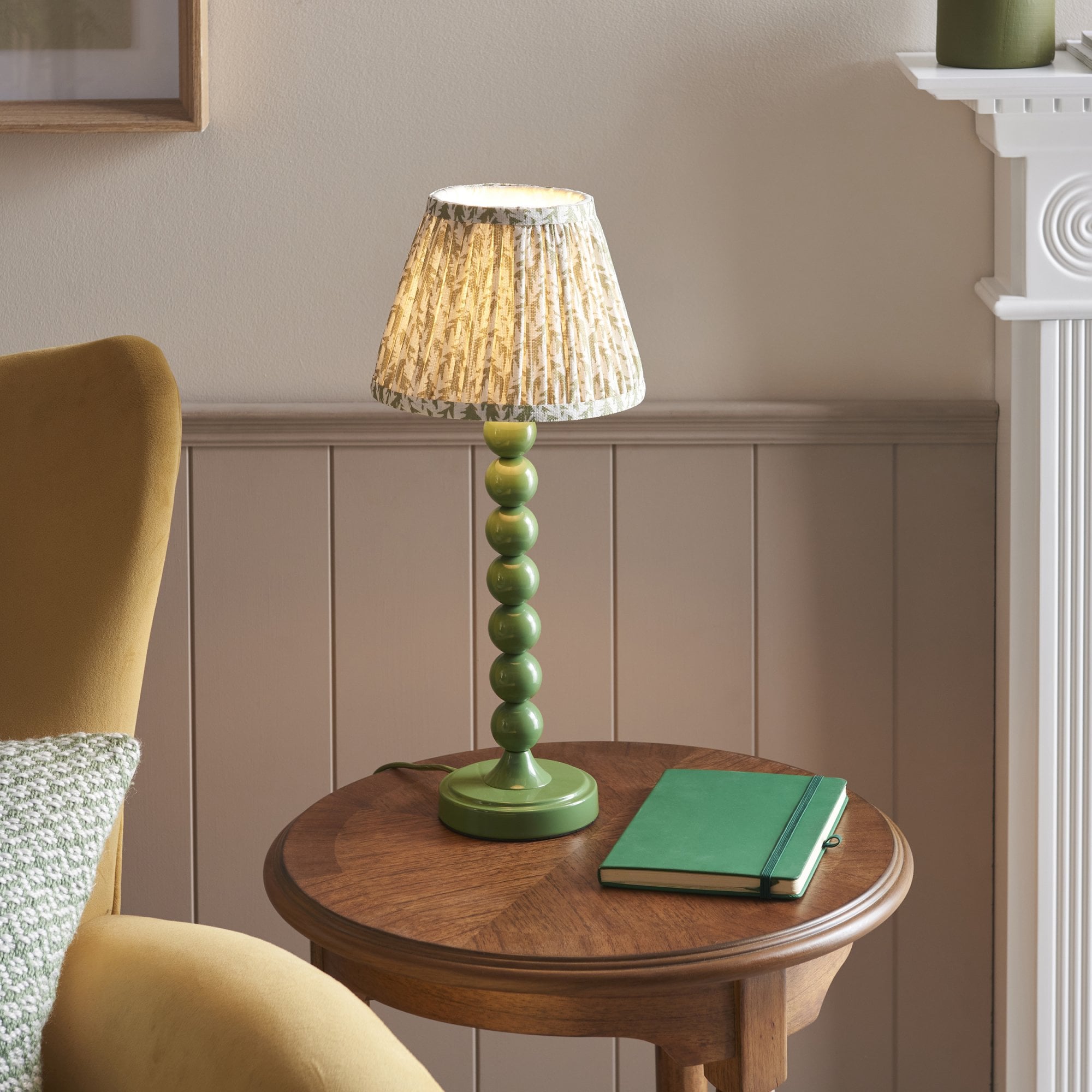 Endon Higgledy Gloss Cotswold Green Table Lamp & Leaf 20cm Herb Garden Green Shade