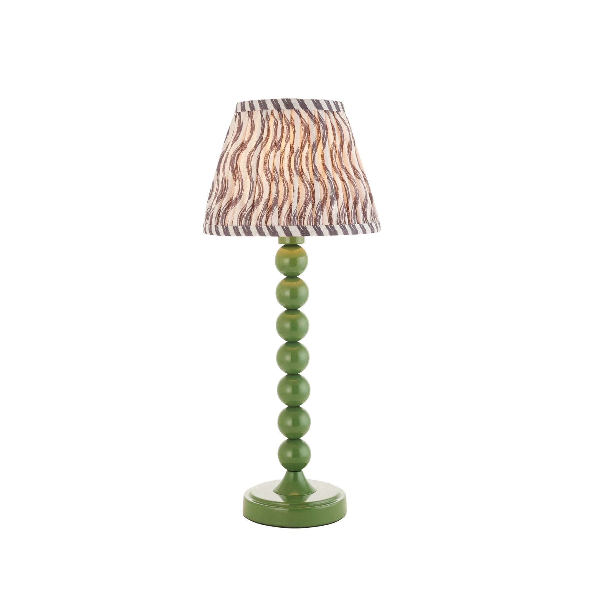 Endon Higgledy Gloss Cotswold Green Table Lamp & Ripple 20cm Pearl Grey Shade