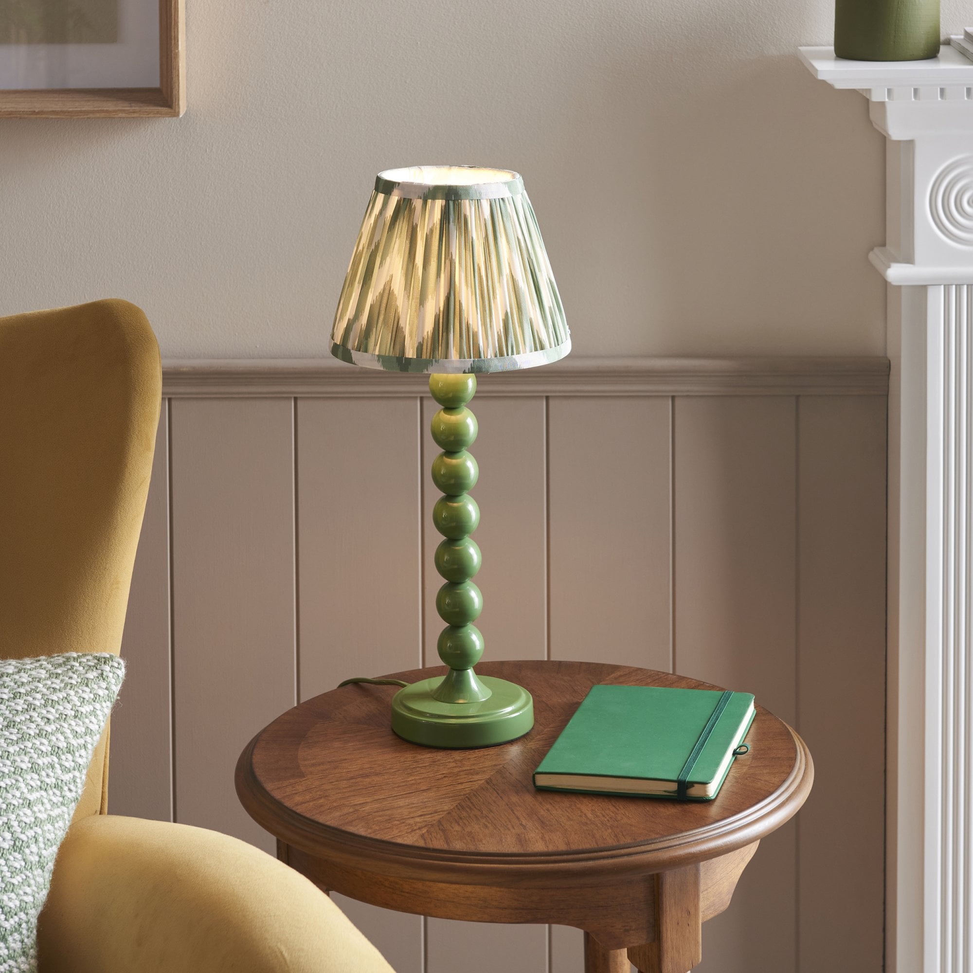 Endon Higgledy Gloss Cotswold Green Table Lamp & Zigzag 20cm Cotswold Green Shade