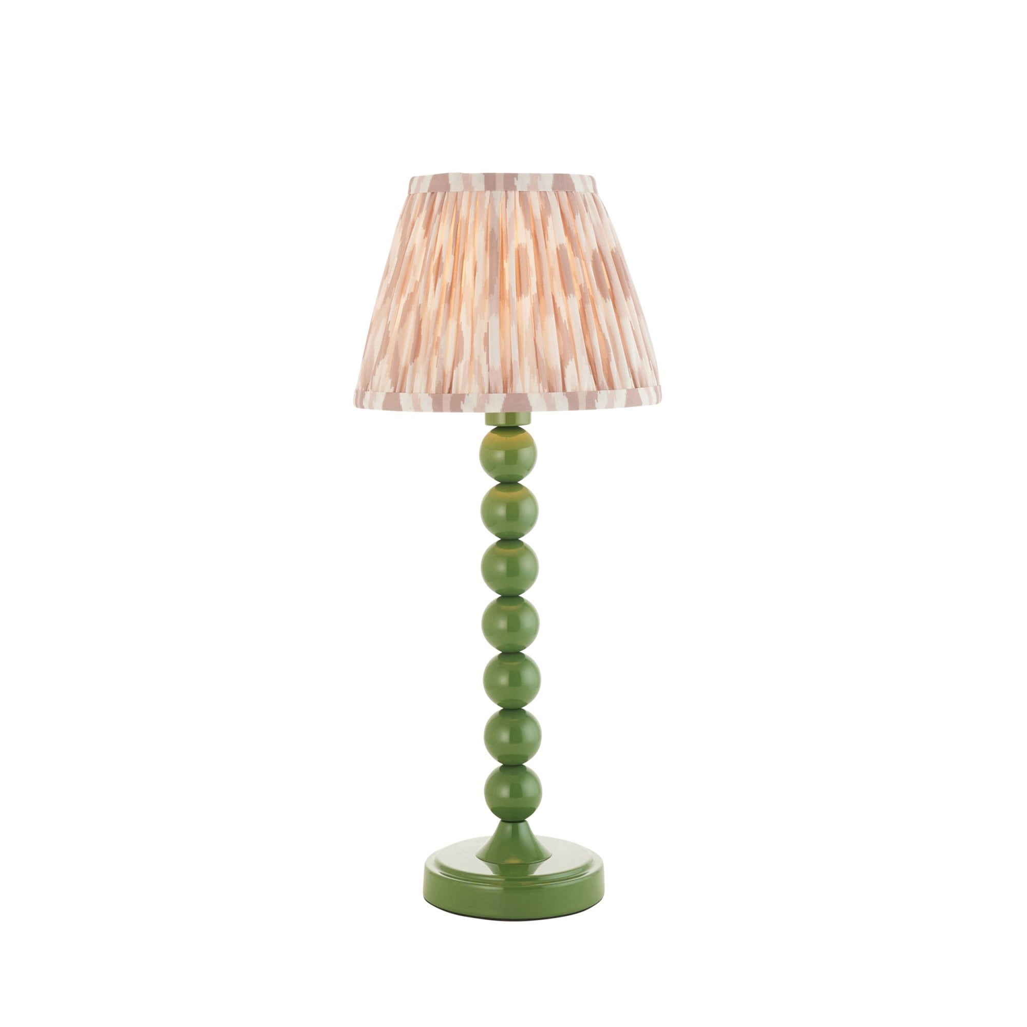 Endon Higgledy Gloss Cotswold Green Table Lamp & Ikat 20cm Neutral Shade