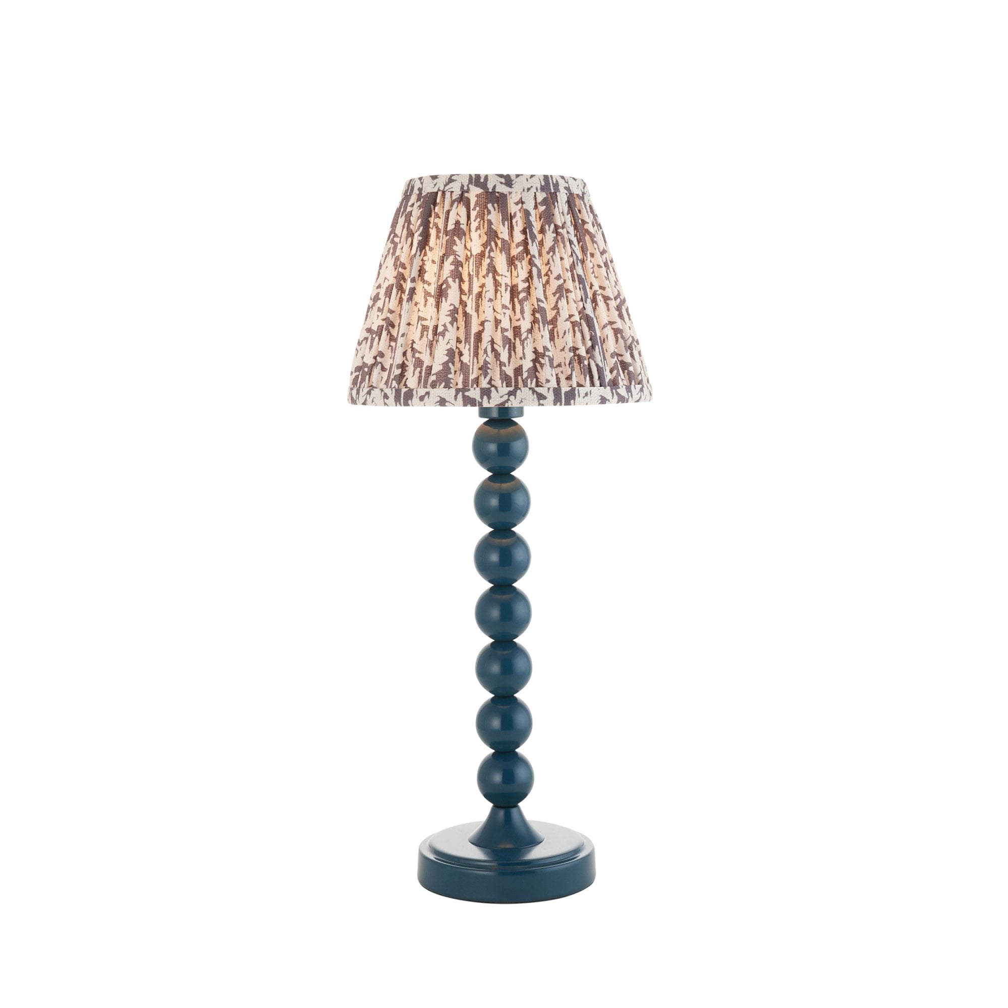 Endon Higgledy Gloss Marlin Blue Table Lamp & Leaf 20cm Pearl Grey Shade