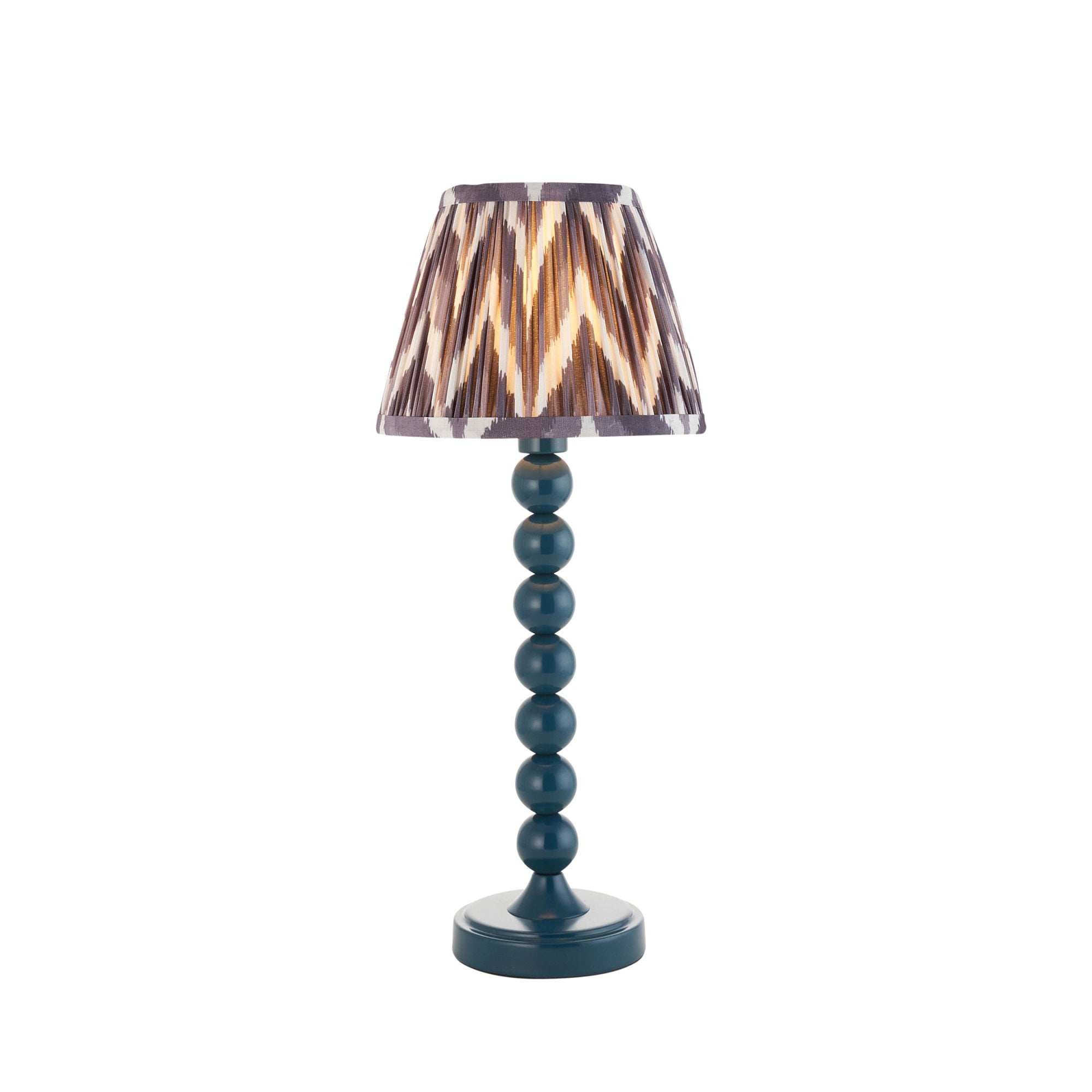 Endon Higgledy Gloss Marlin Blue Table Lamp & Zigzag 20cm Pearl Grey Shade