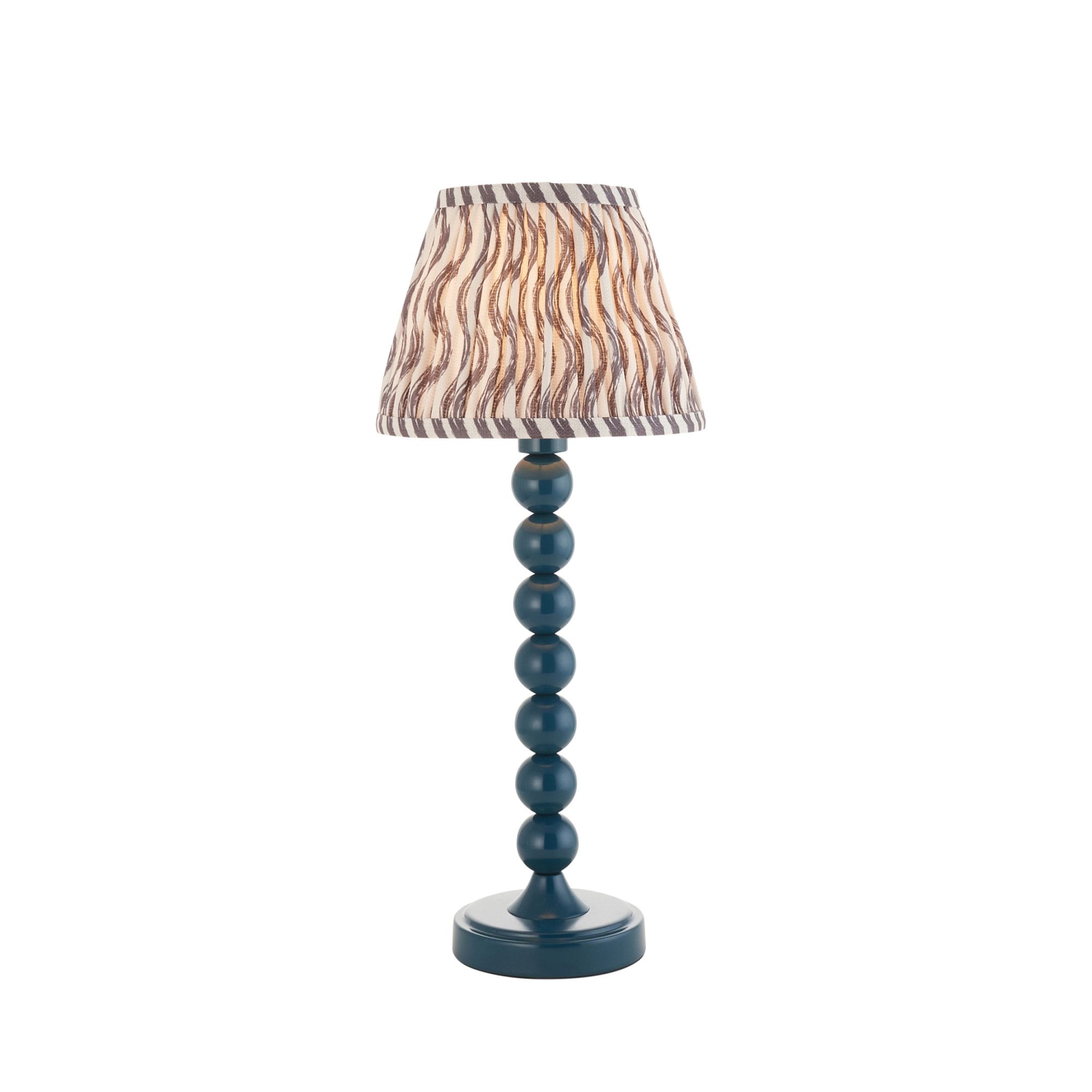 Endon Higgledy Gloss Marlin Blue Table Lamp & Ripple 20cm Pearl Grey Shade