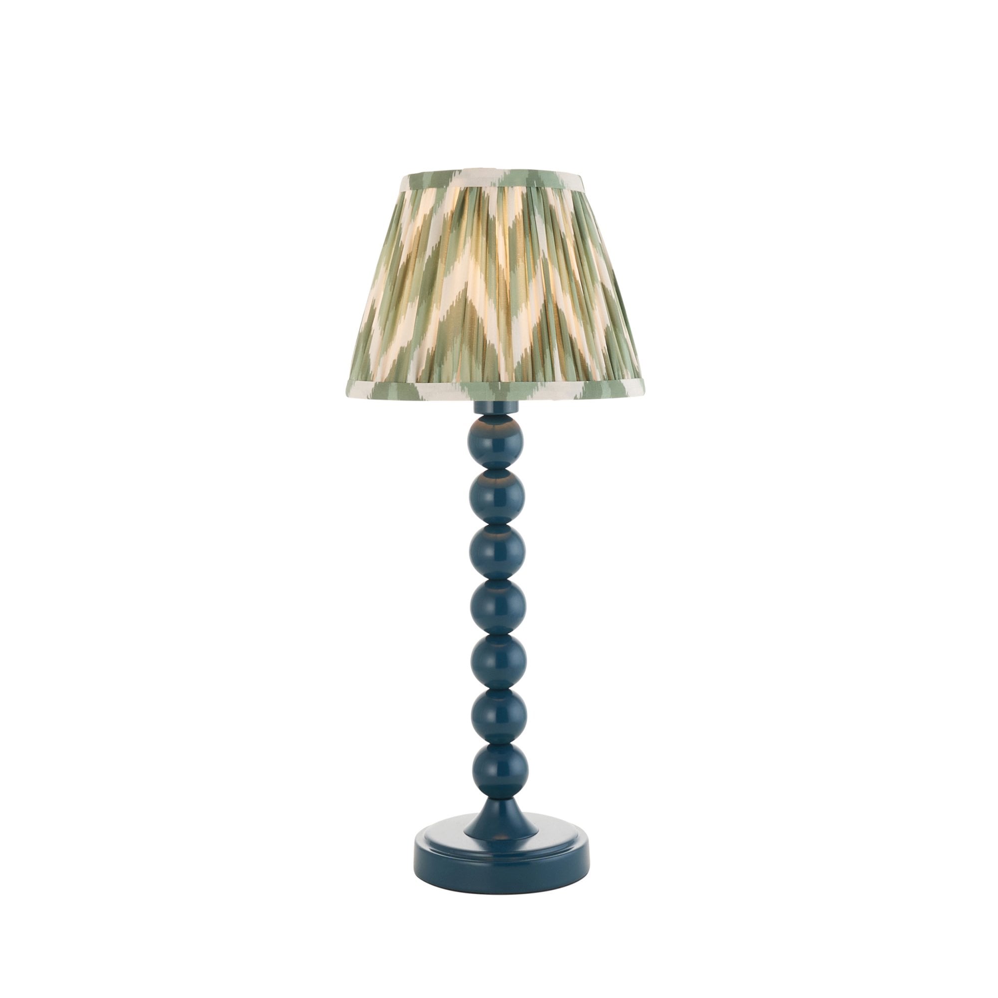 Endon Higgledy Gloss Marlin Blue Table Lamp & Zigzag 20cm Cotswold Green Shade