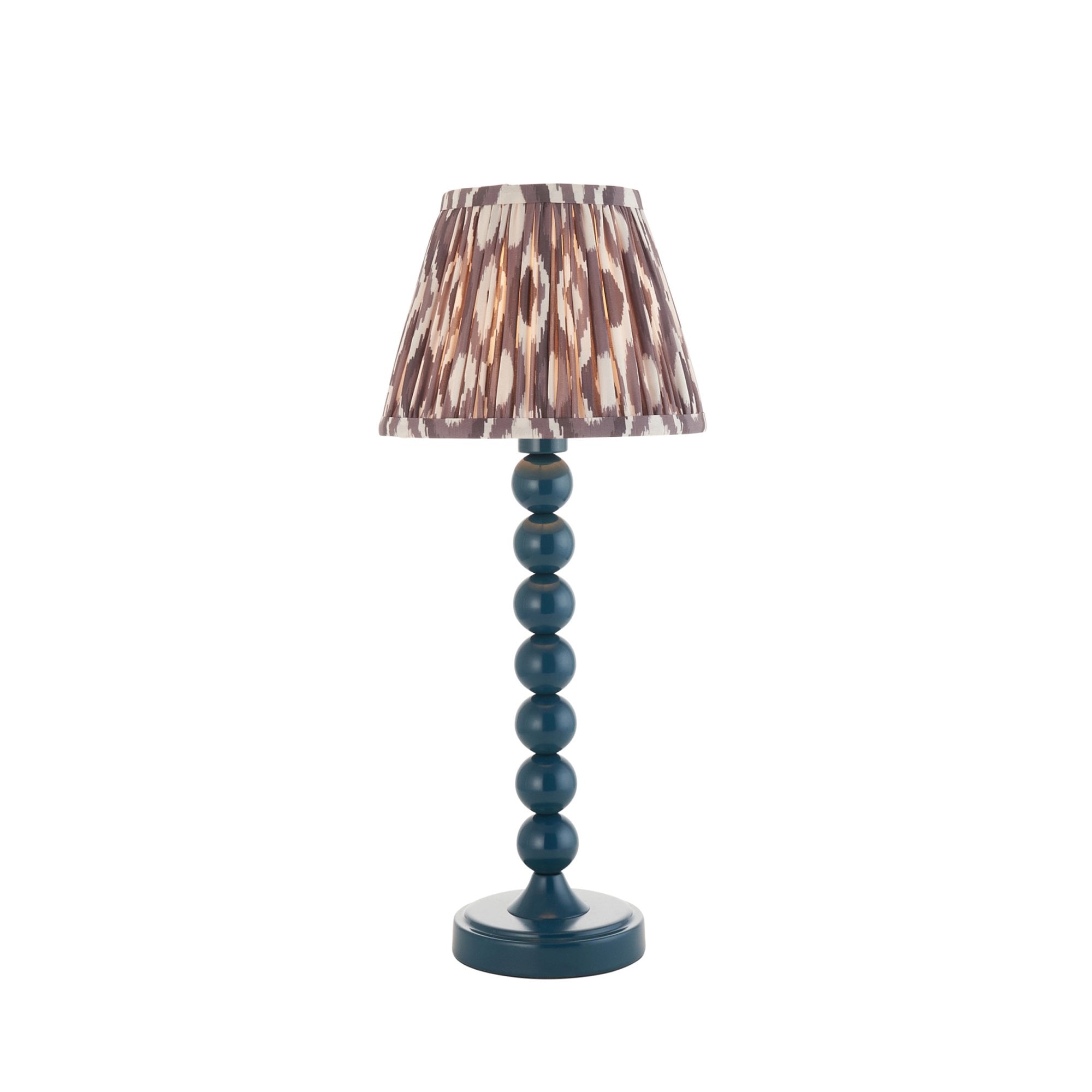 Endon Higgledy Gloss Marlin Blue Table Lamp & Ikat 20cm Pearl Grey Shade