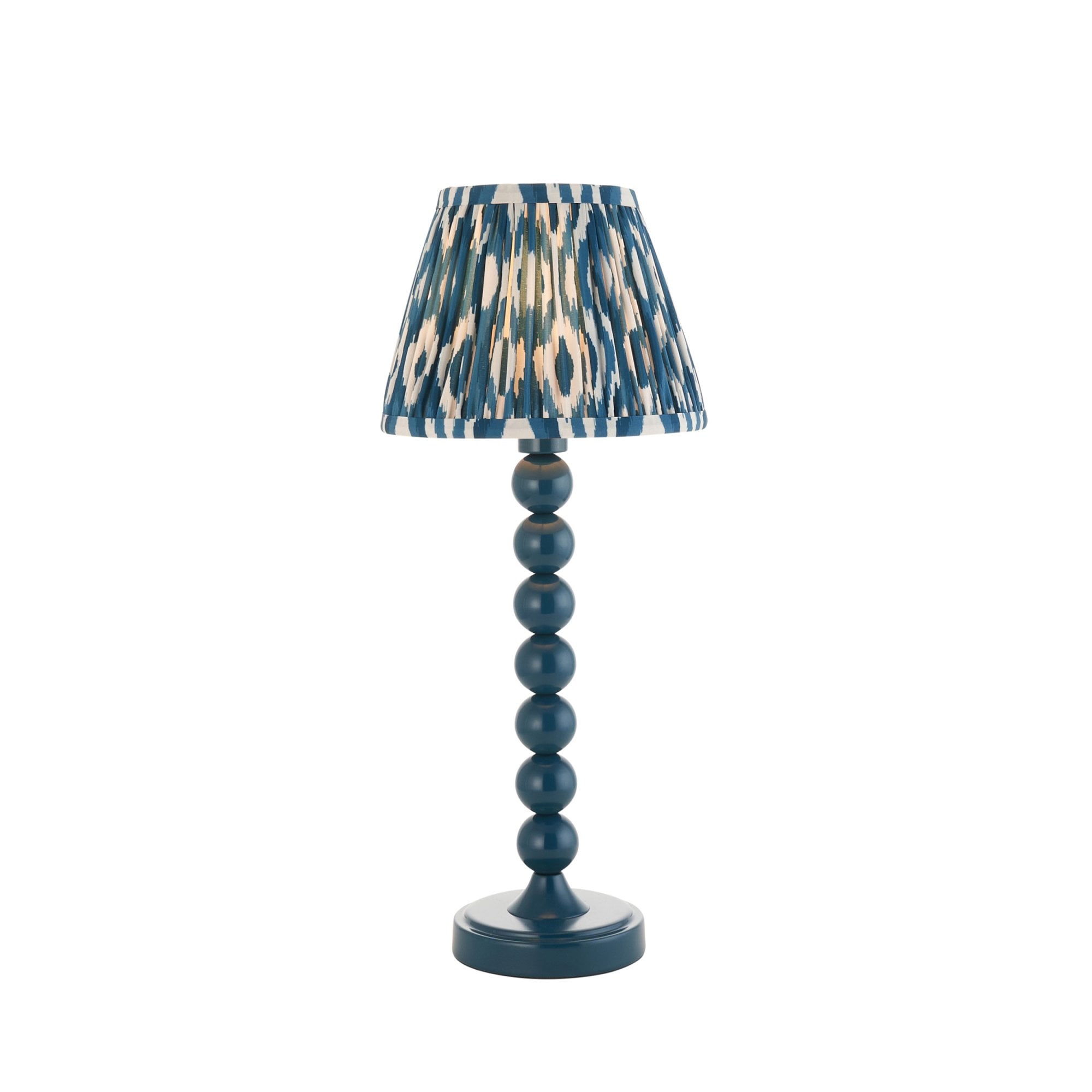 Endon Higgledy Gloss Marlin Blue Table Lamp & Ikat 20cm Marlin Blue Shade