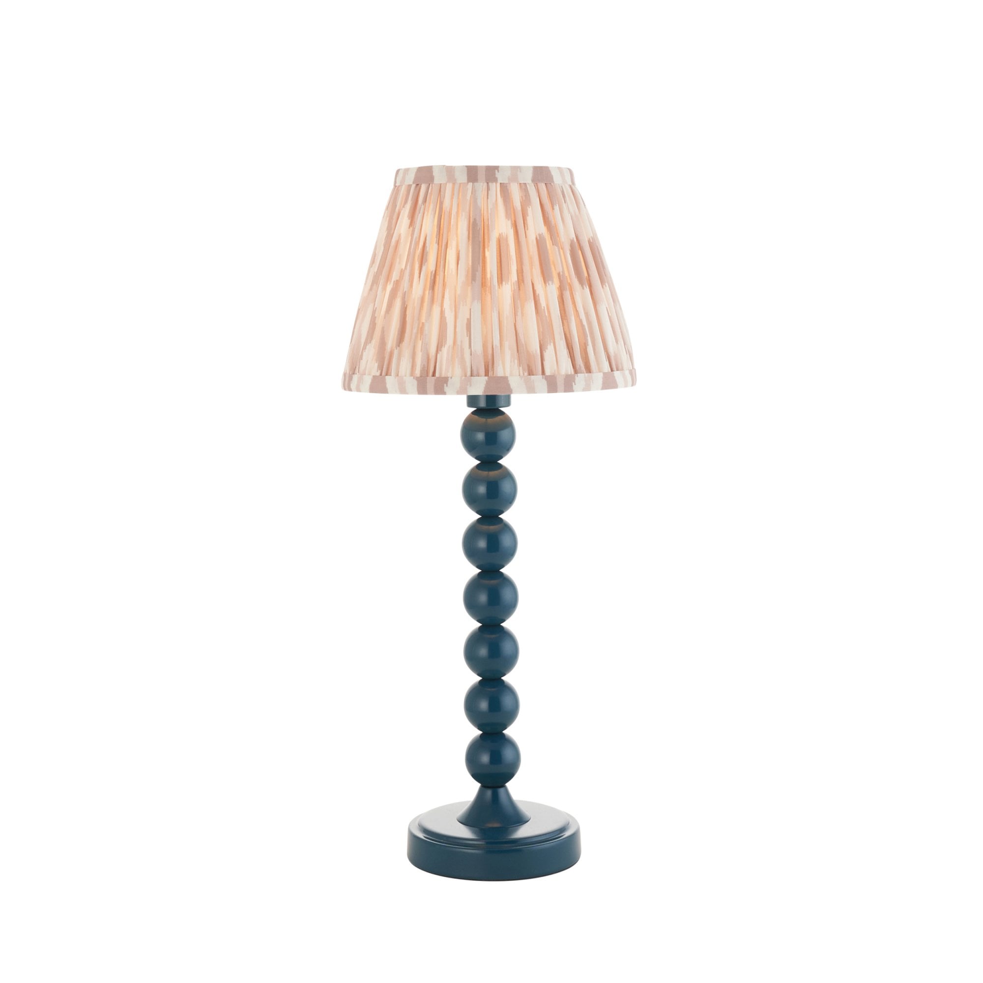Endon Higgledy Gloss Marlin Blue Table Lamp & Ikat 20cm Neutral Shade