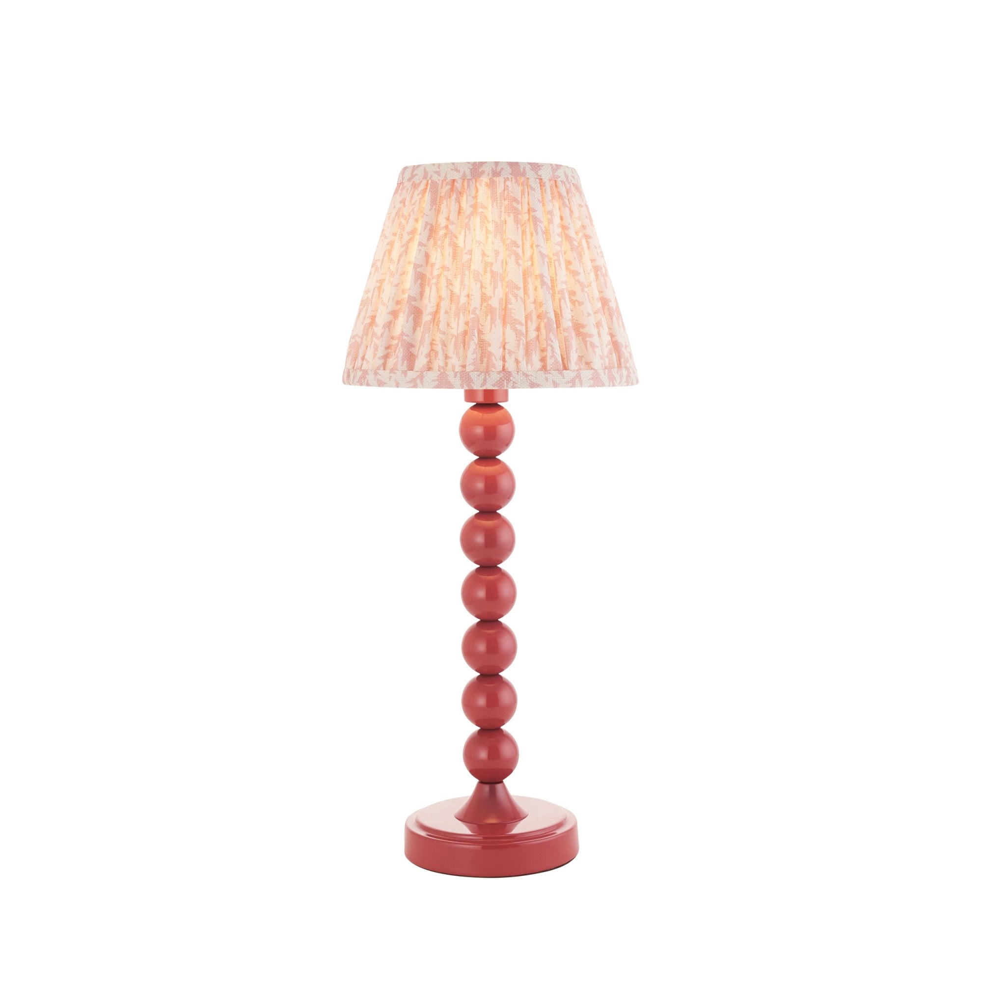 Endon Higgledy Gloss Pink Clay Table Lamp & Leaf 20cm Peachy Keen Shade