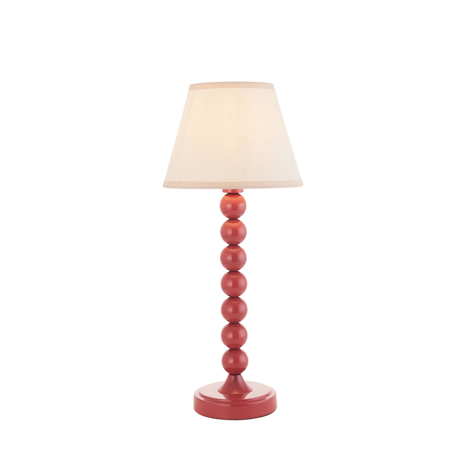 Endon Higgledy Gloss Pink Clay Table Lamp & Ivy 20cm Vintage White Shade