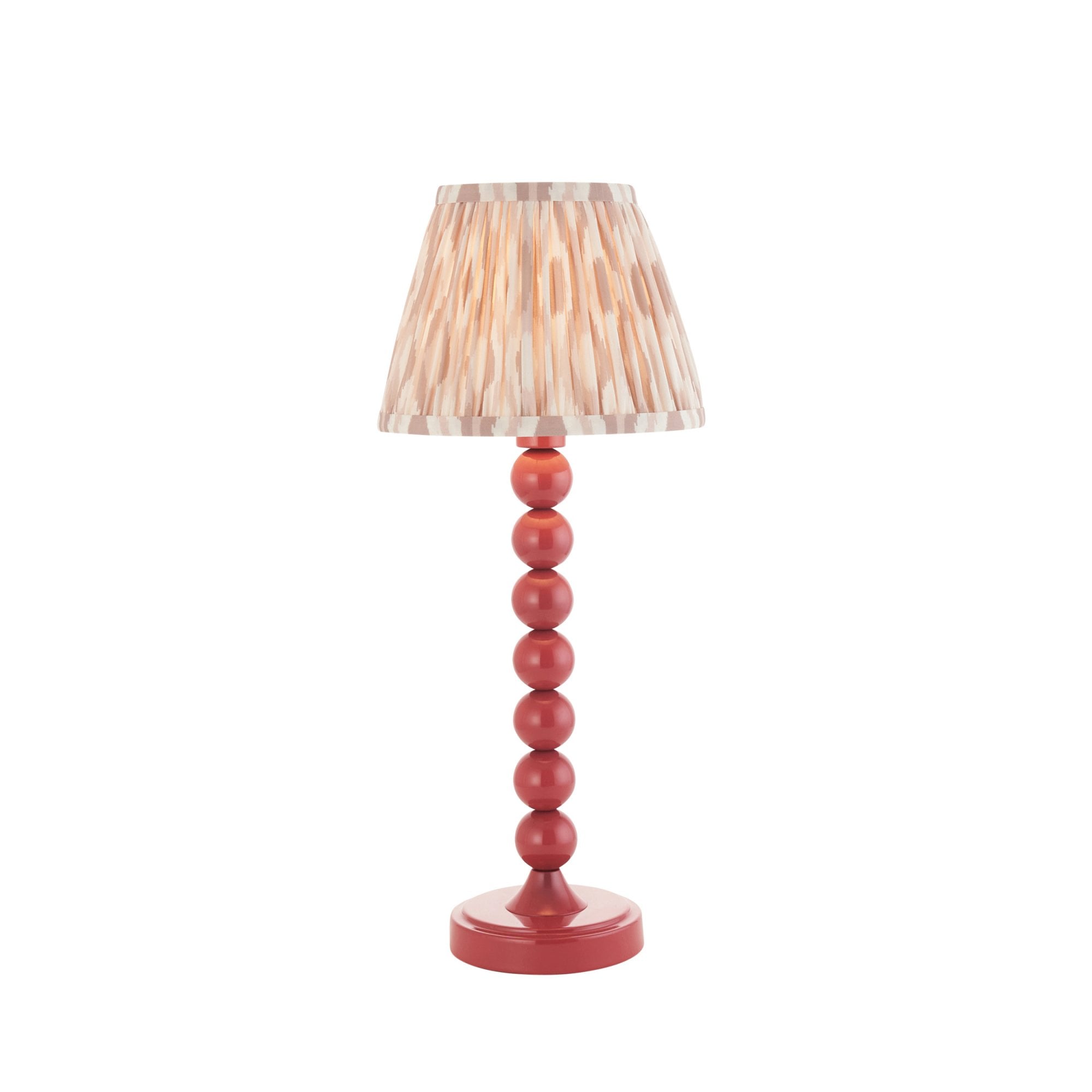 Endon Higgledy Gloss Pink Clay Table Lamp & Ikat 20cm Neutral Shade
