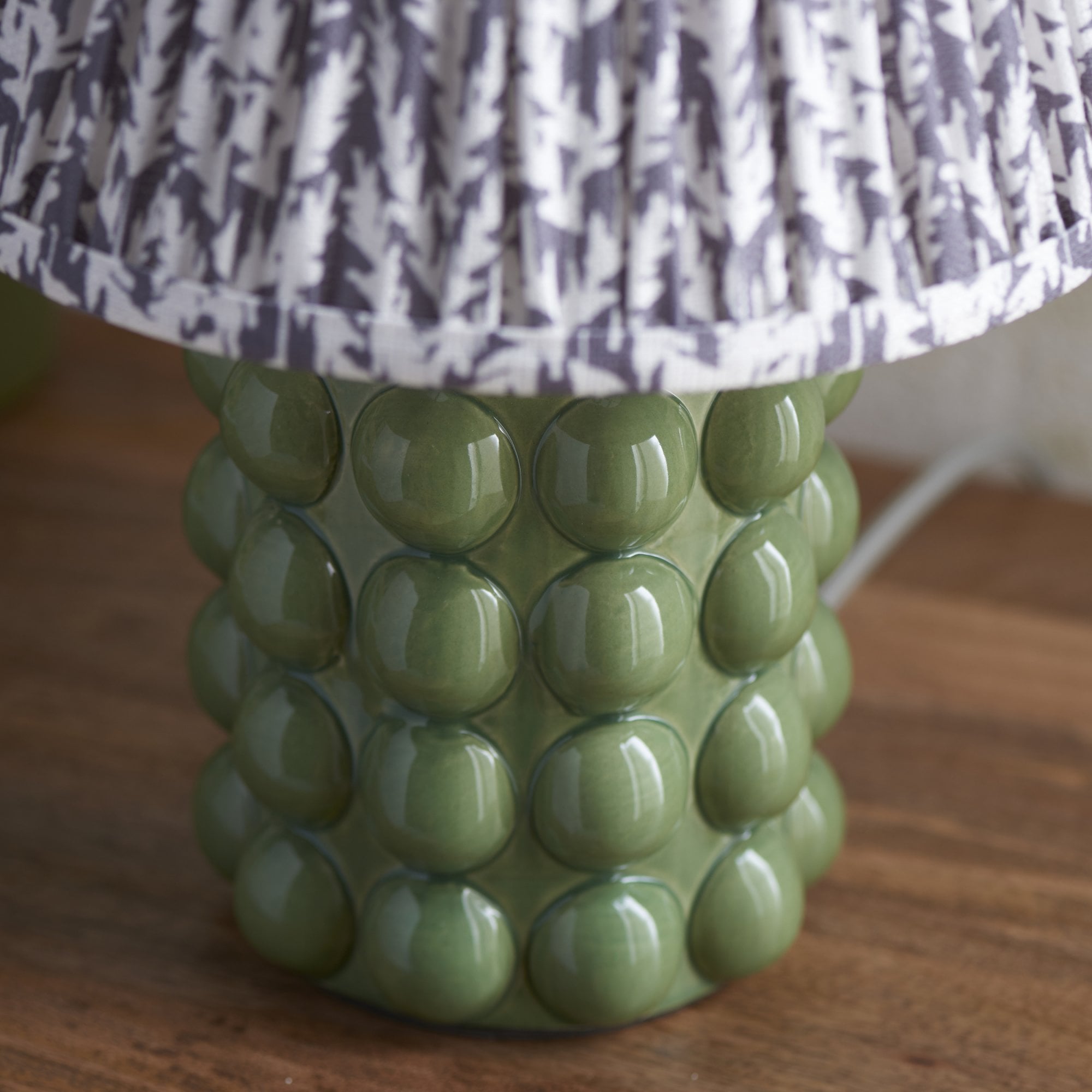 Endon Bobble Table Lamp & Leaf 25cm Pearl Grey Shade