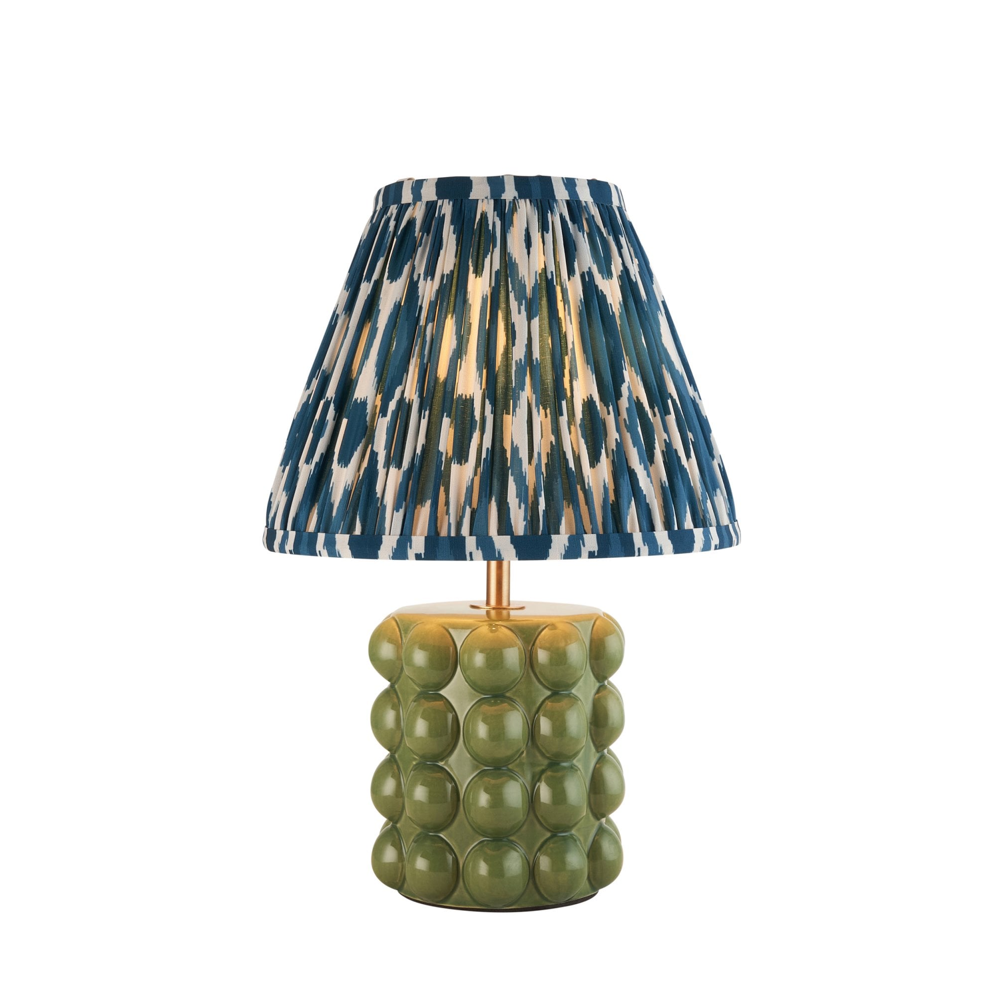 Endon Bobble Table Lamp & Ikat 25cm Marlin Blue Shade