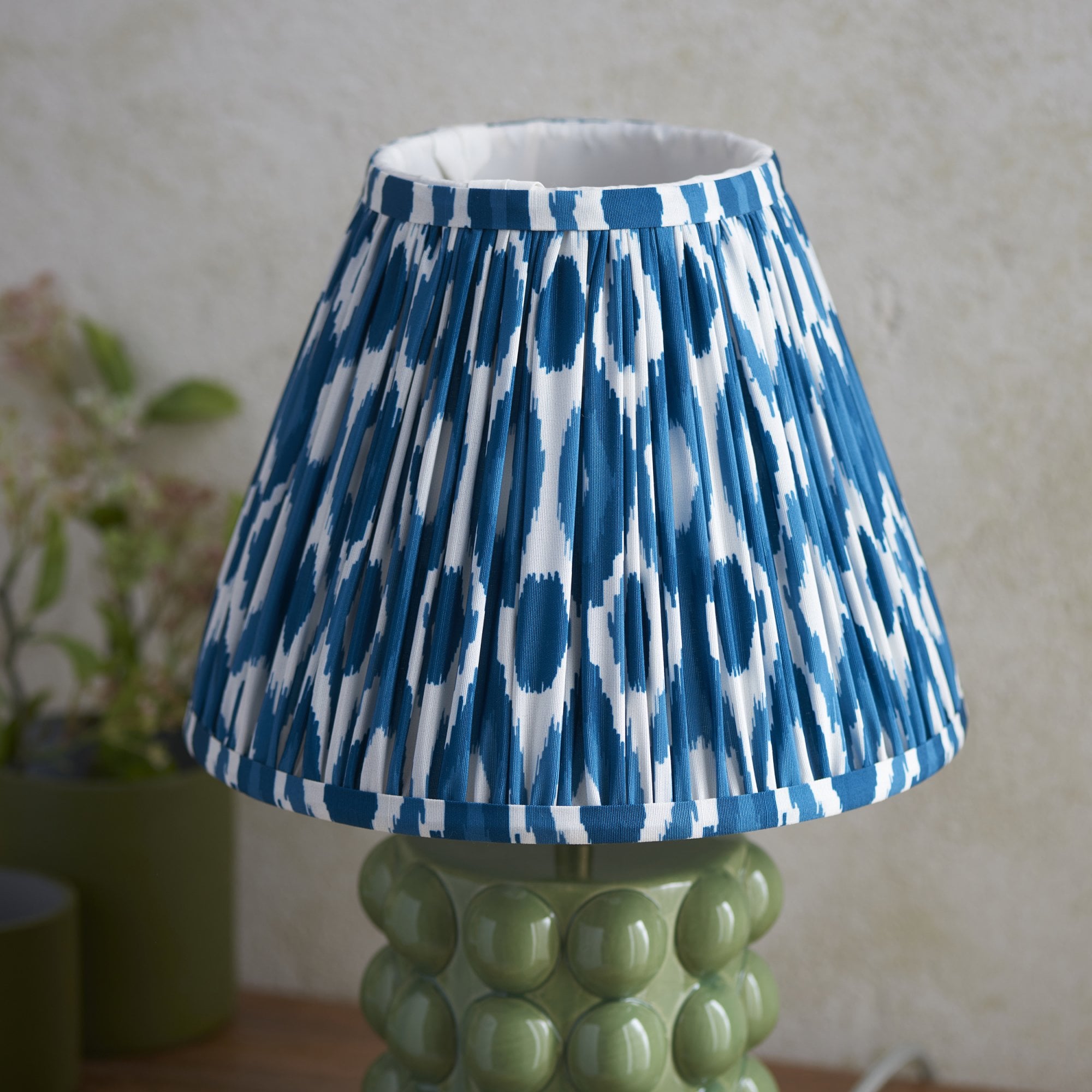 Endon Bobble Table Lamp & Ikat 25cm Marlin Blue Shade