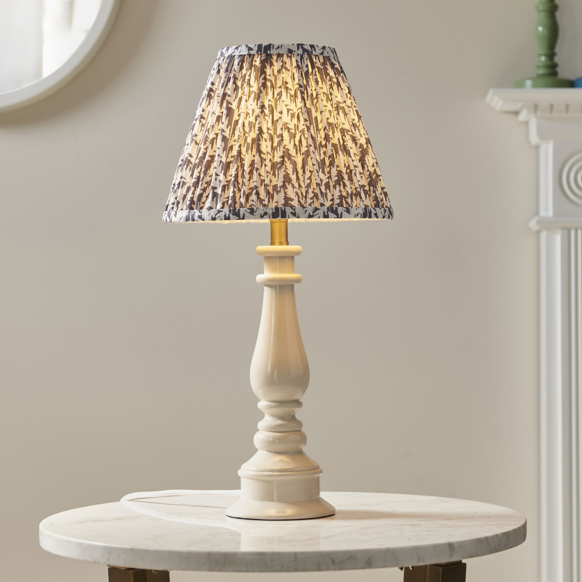 Endon Myrtle Table Lamp & Leaf 25cm Pearl Grey Shade