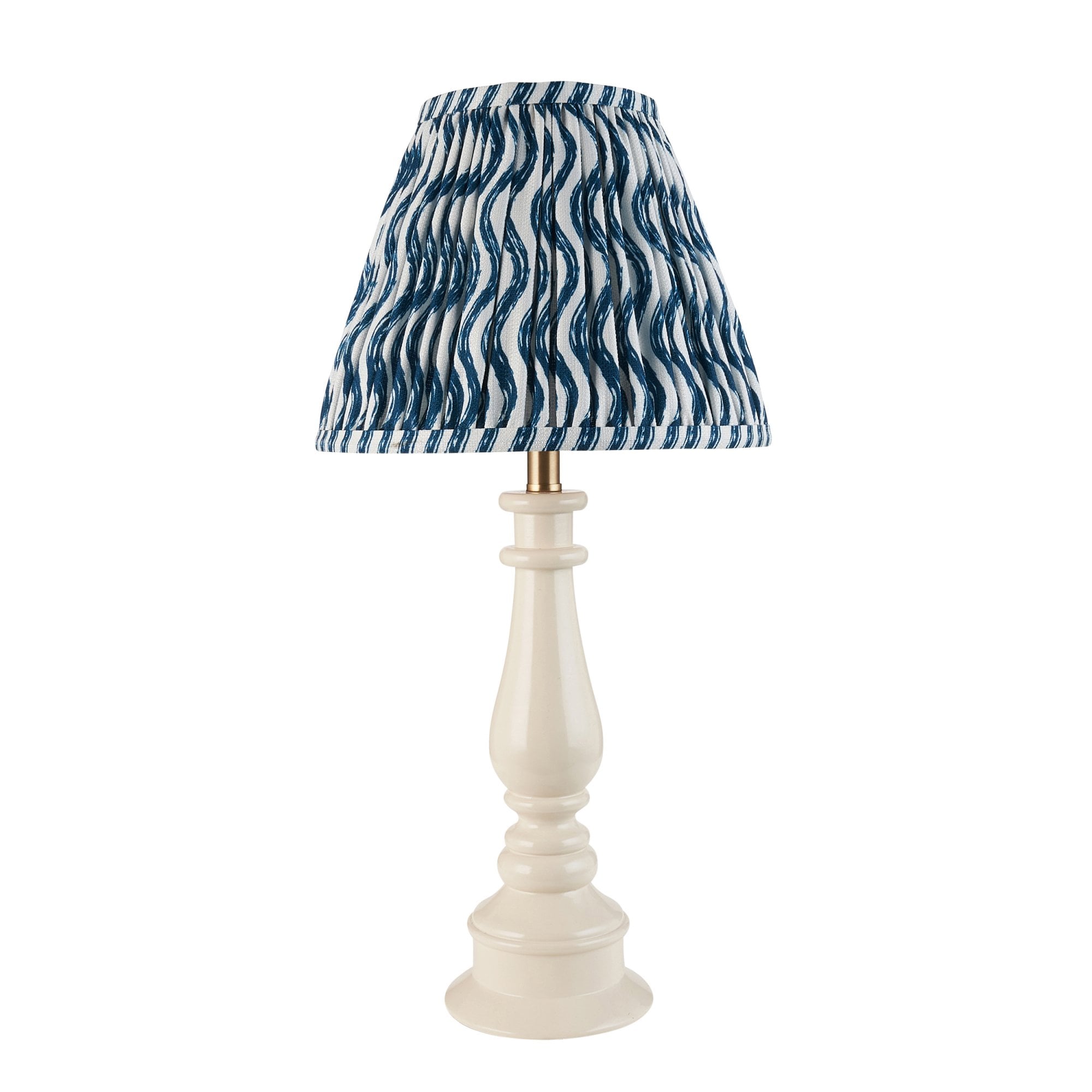 Endon Myrtle Gloss Almond White Table Lamp & Ripple 25cm Marlin Blue Shade