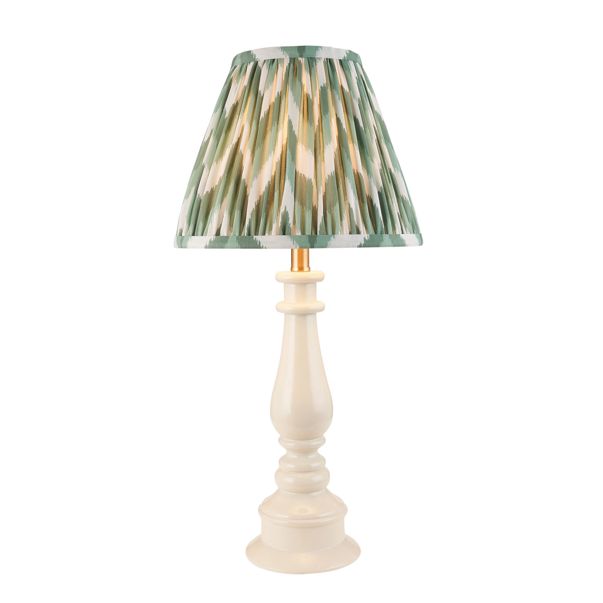 Endon Myrtle Gloss Almond White Table Lamp & Zigzag 25cm Cotswold Green Shade