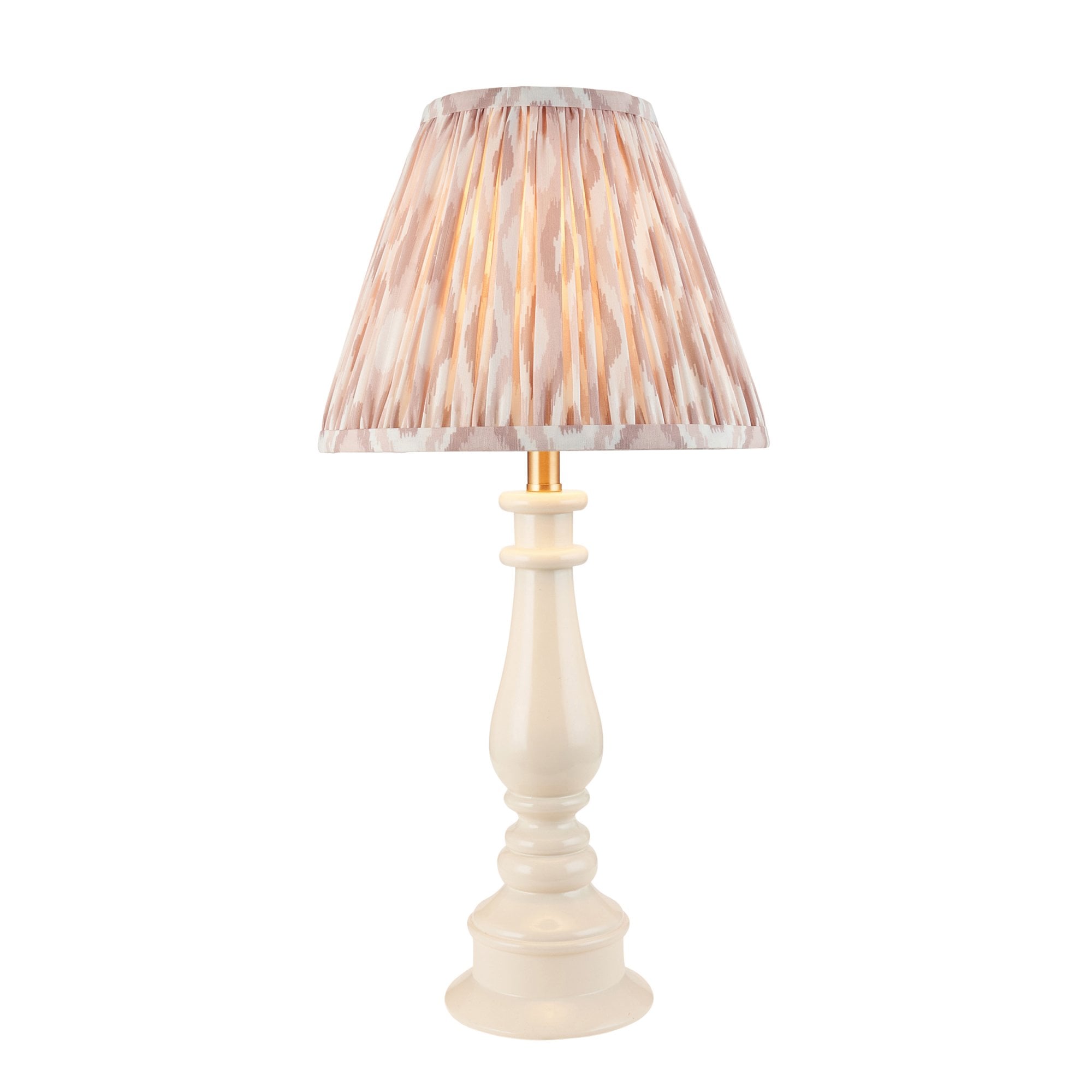 Endon Myrtle Gloss Almond White Table Lamp & Ikat 25cm Neutral Shade