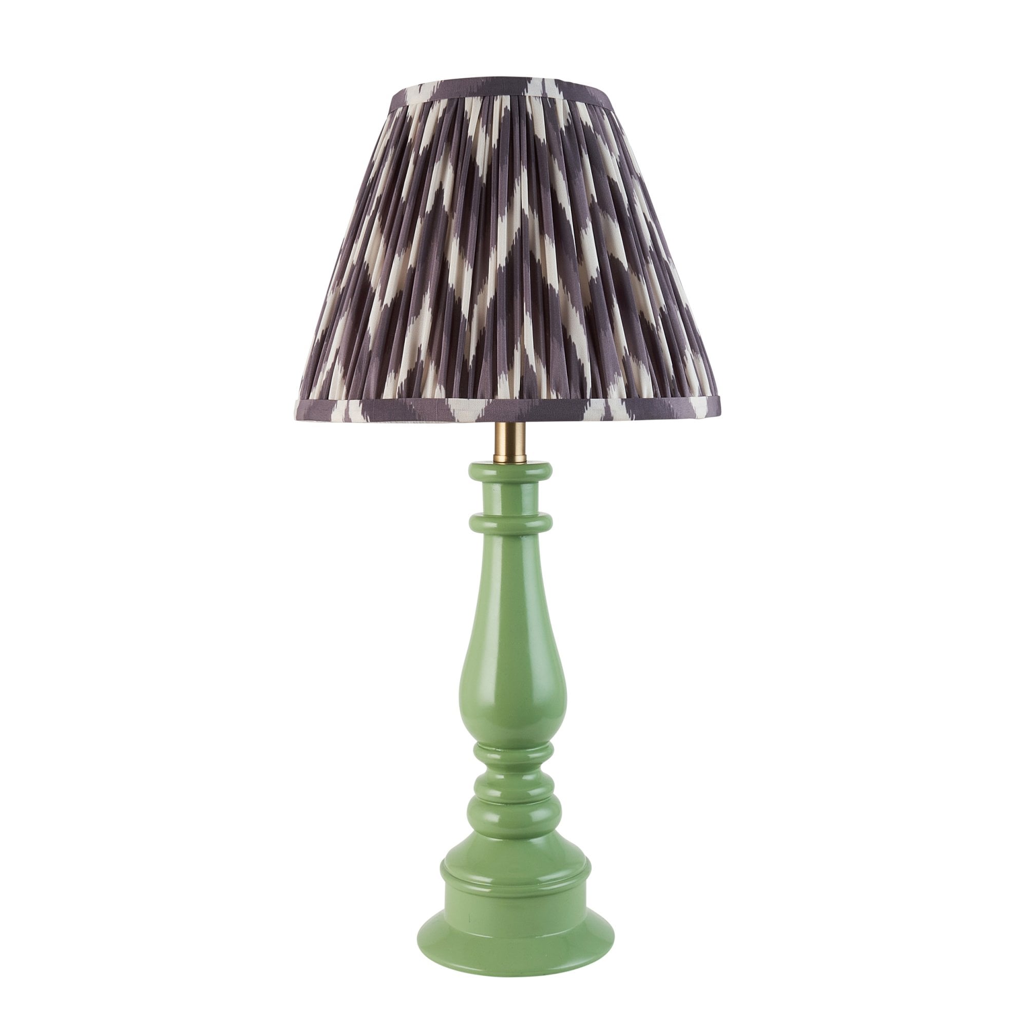 Endon Myrtle Gloss Cotswold Green Table Lamp & Zigzag 25cm Pearl Grey Shade