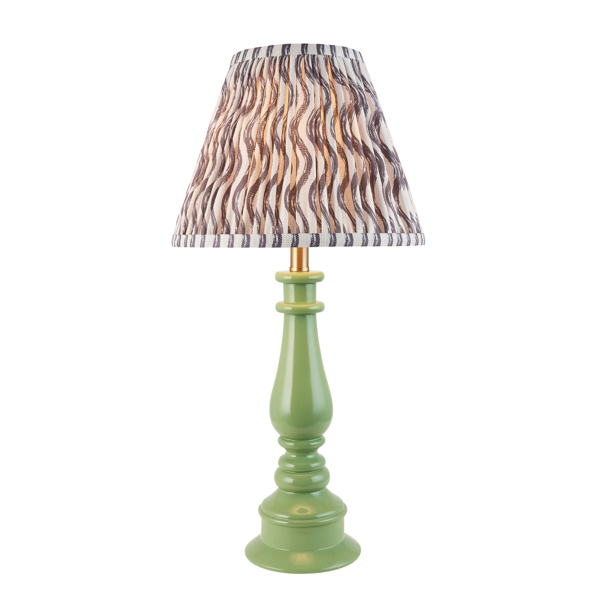 Endon Myrtle Gloss Cotswold Green Table Lamp & Ripple 25cm Pearl Grey Shade