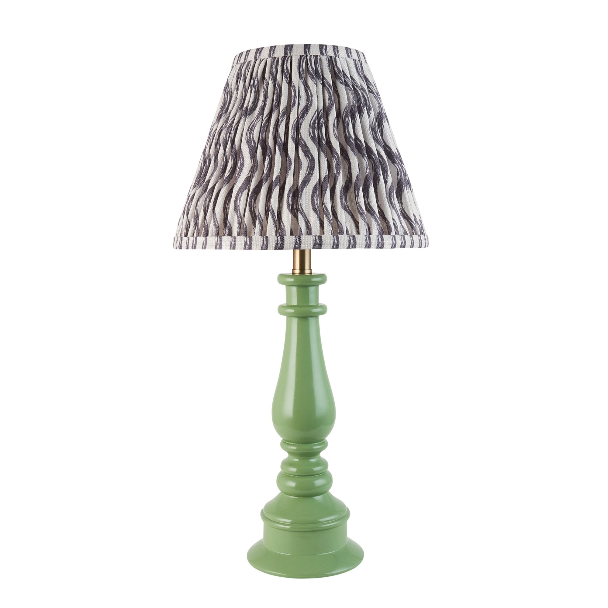 Endon Myrtle Gloss Cotswold Green Table Lamp & Ripple 25cm Pearl Grey Shade