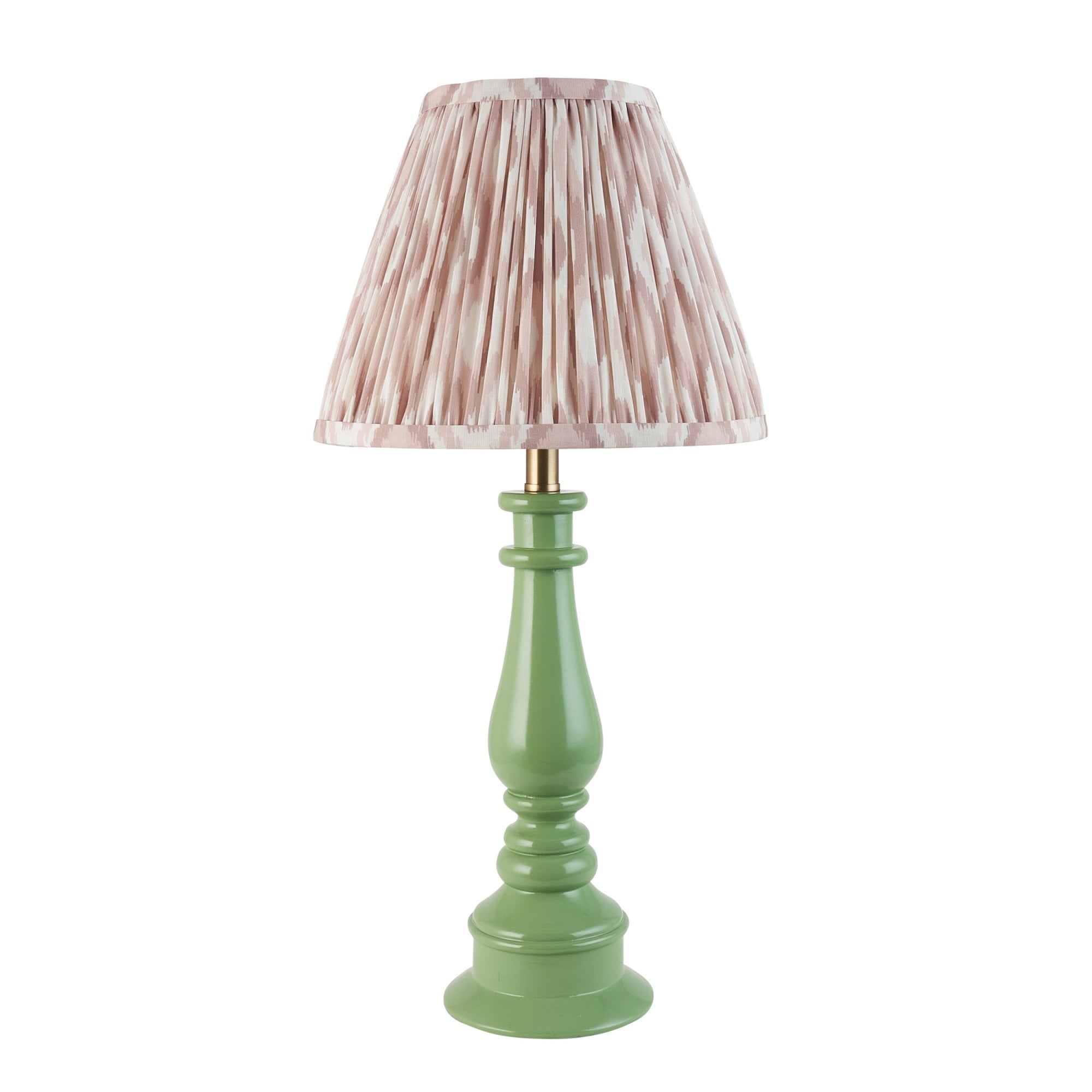 Endon Myrtle Gloss Cotswold Green Table Lamp & Ikat 25cm Neutral Shade