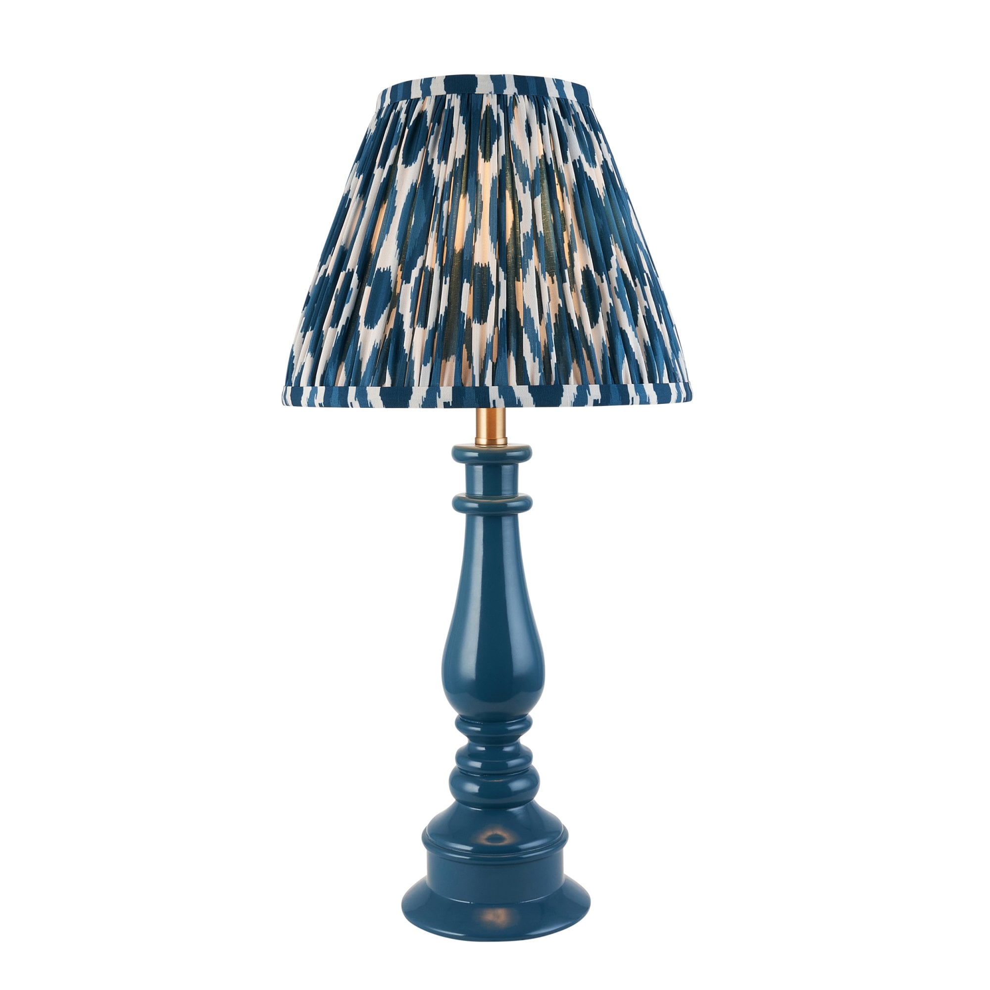 Endon Myrtle Gloss Marlin Blue Table Lamp & Ikat 25cm Marlin Blue Shade