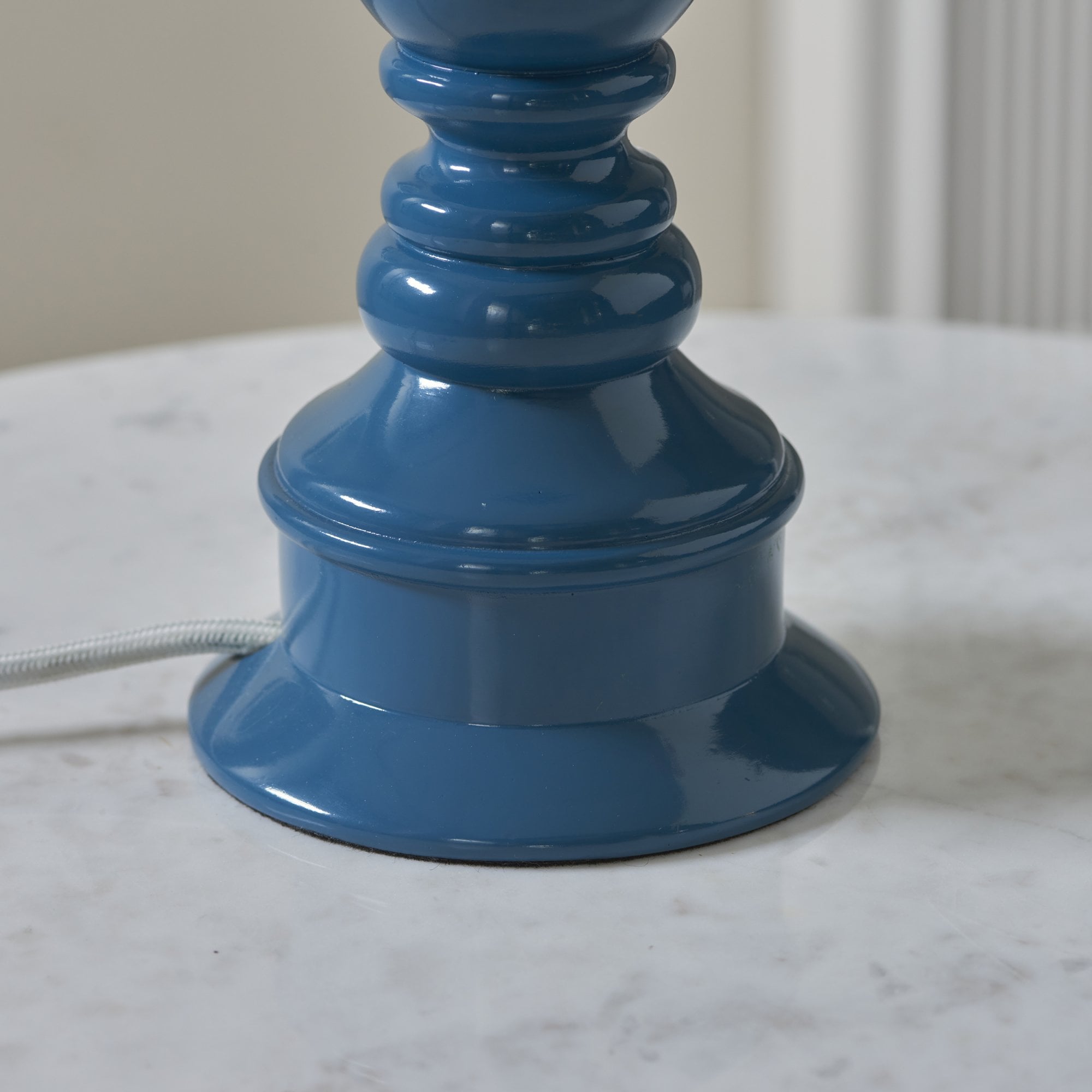 Endon Myrtle Gloss Marlin Blue Table Lamp & Ikat 25cm Marlin Blue Shade
