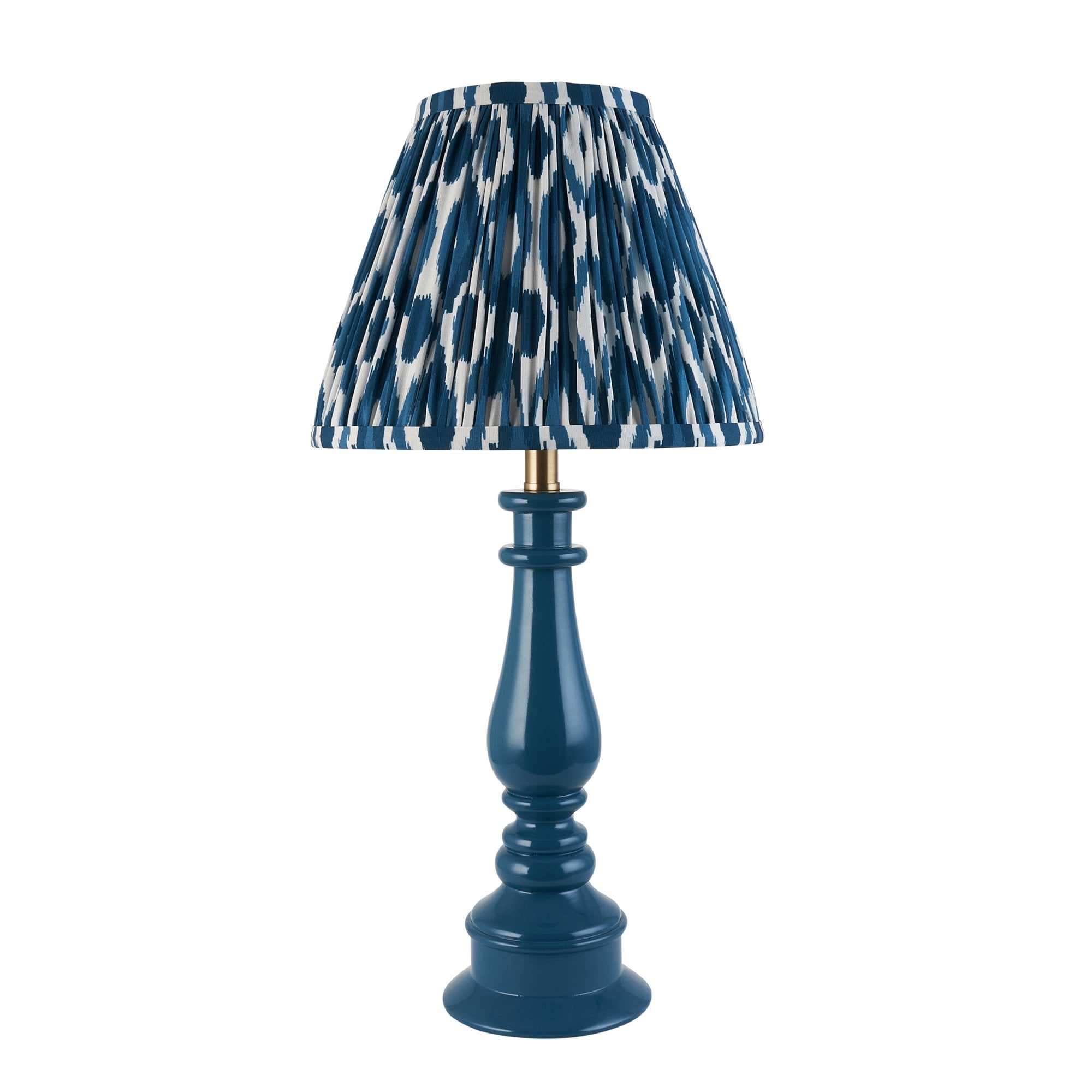Endon Myrtle Gloss Marlin Blue Table Lamp & Ikat 25cm Marlin Blue Shade